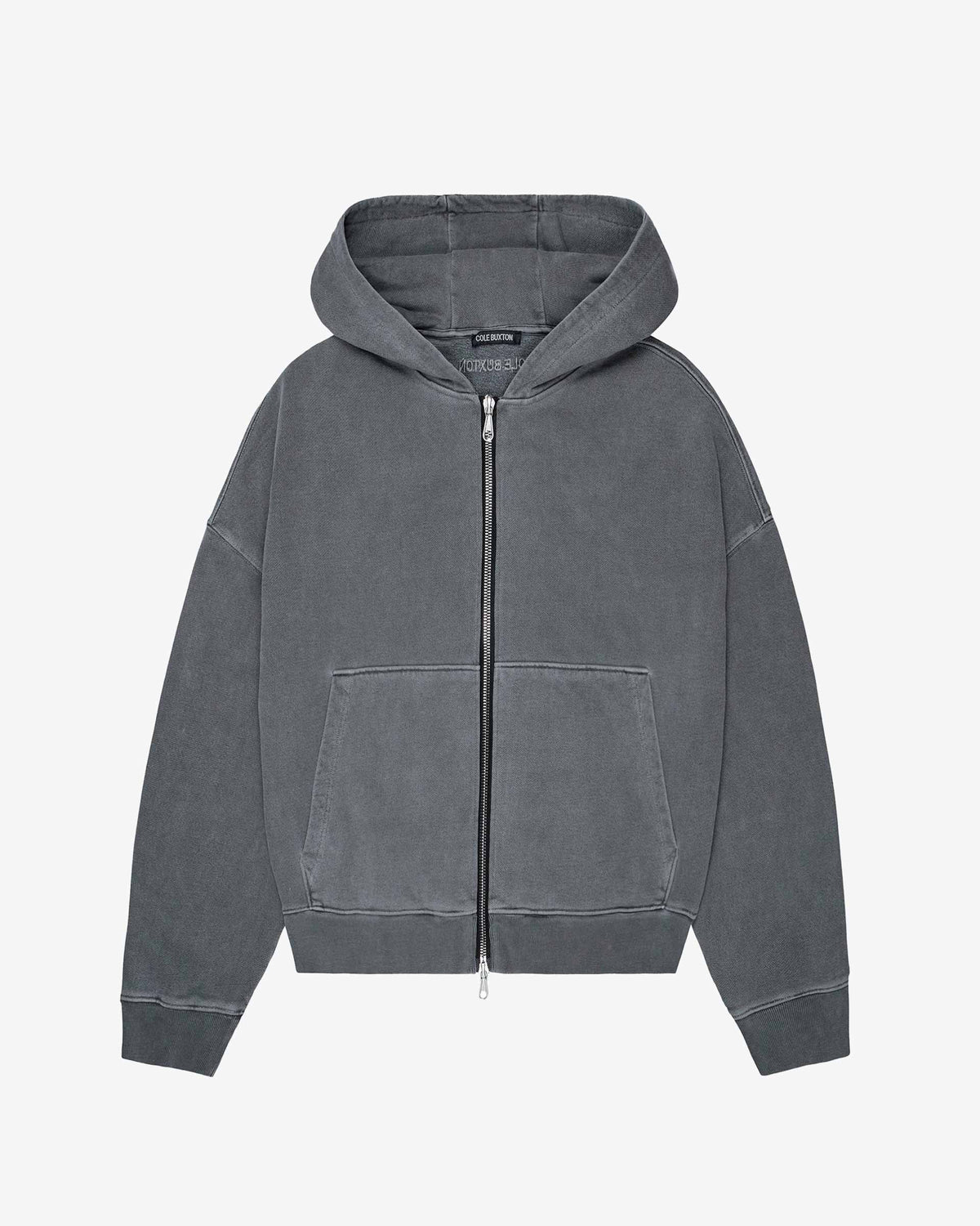 Cole Buxton | Warm Up Cropped Logo Zip Hoodie | Mens | Washed Black