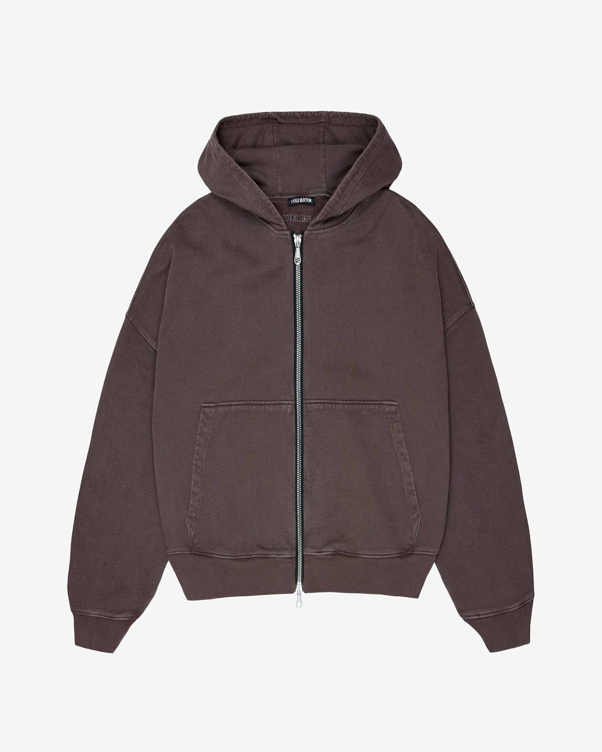 Cole Buxton | Warm Up Cropped Logo Zip Hoodie | Mens | Washed Brown