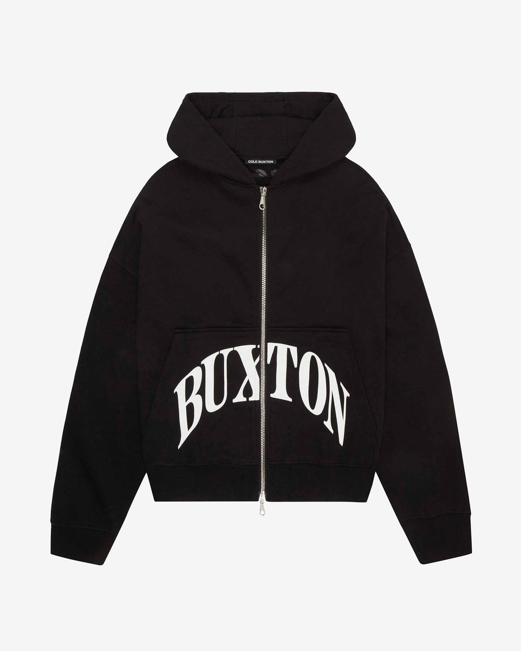Cole Buxton | Heavyweight Cropped Logo Zipped Hoodie | Cotton | Black