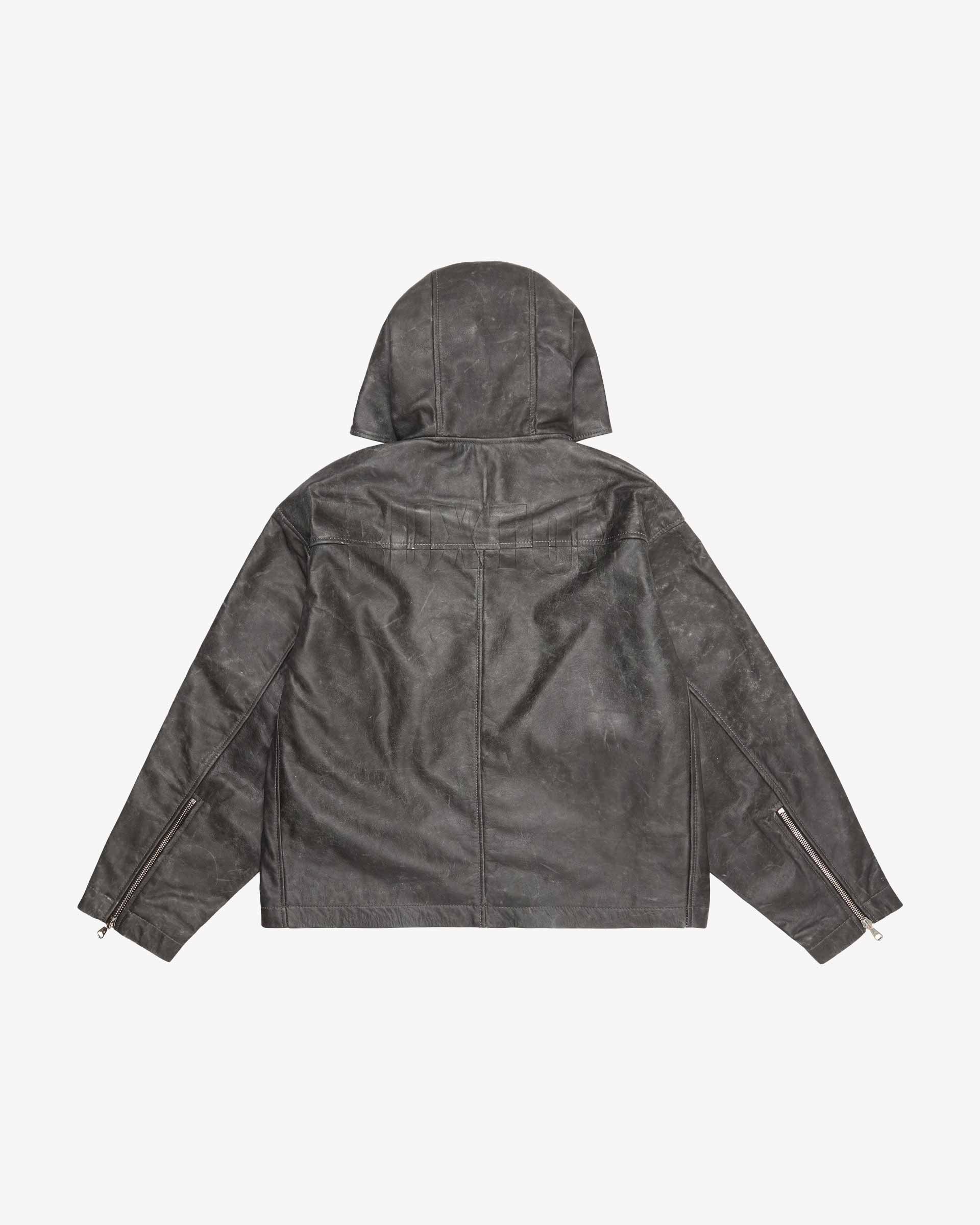 Cole Buxton | Hooded Leather Jacket | Mens | Black