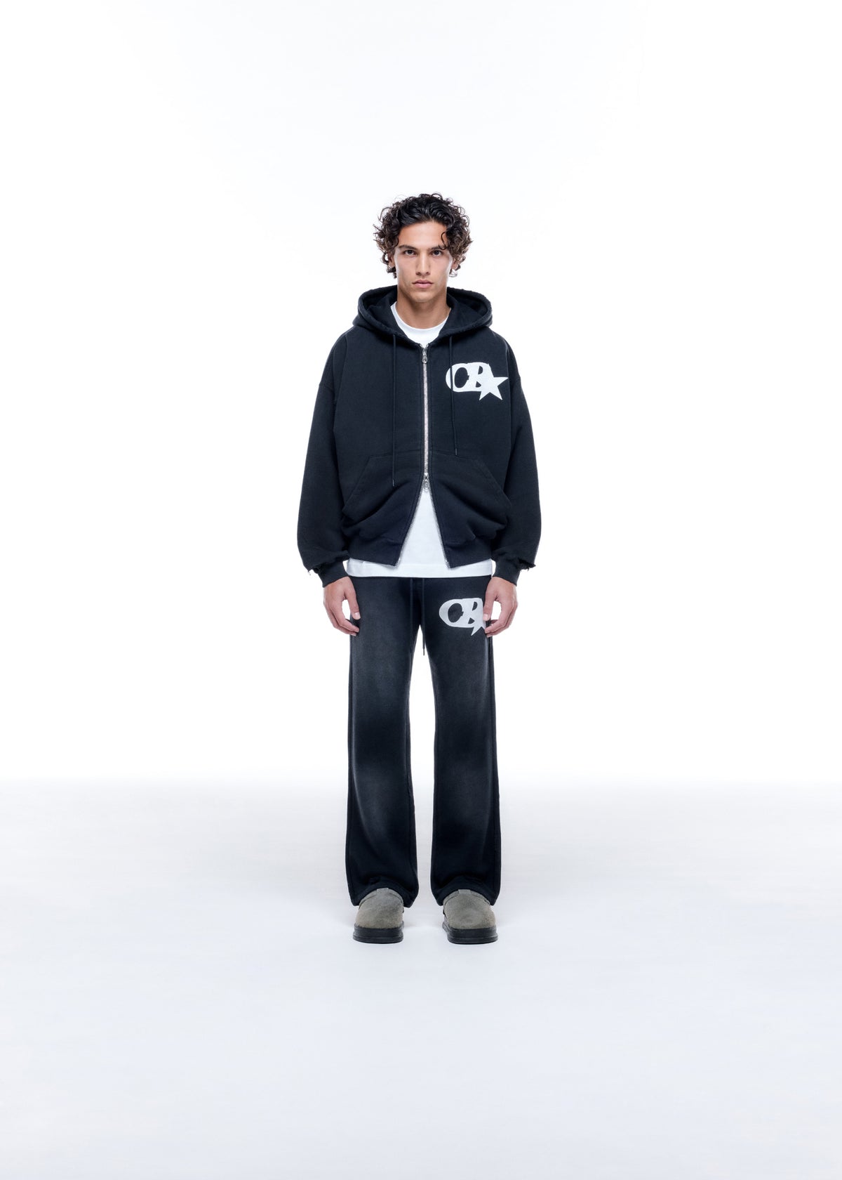 CB STAR DISTRESSED POCKET ZIPPED HOODIE