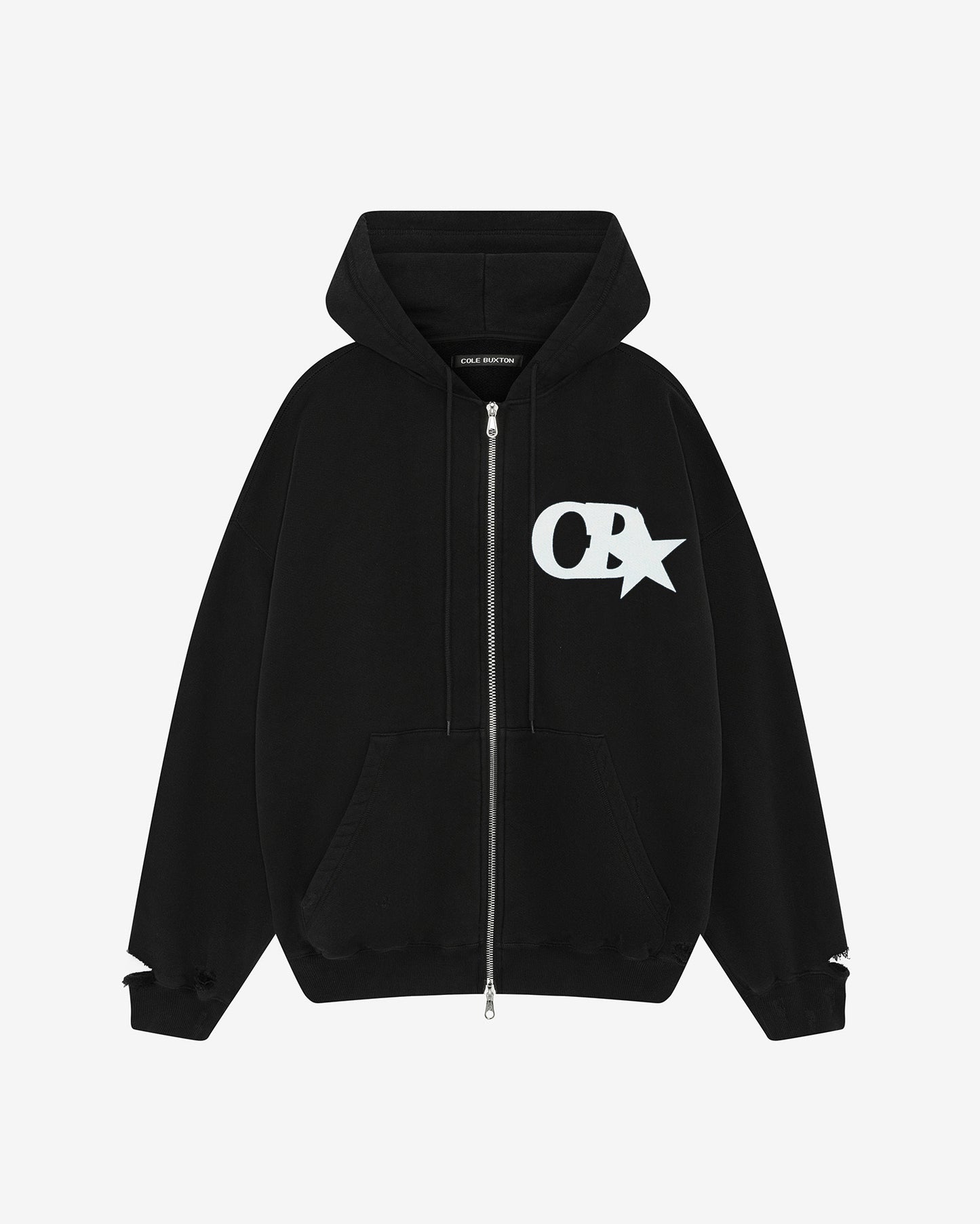CB STAR DISTRESSED POCKET ZIPPED HOODIE
