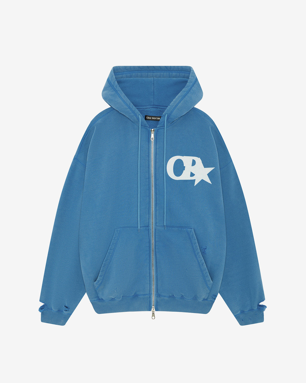 CB STAR DISTRESSED POCKET ZIPPED HOODIE