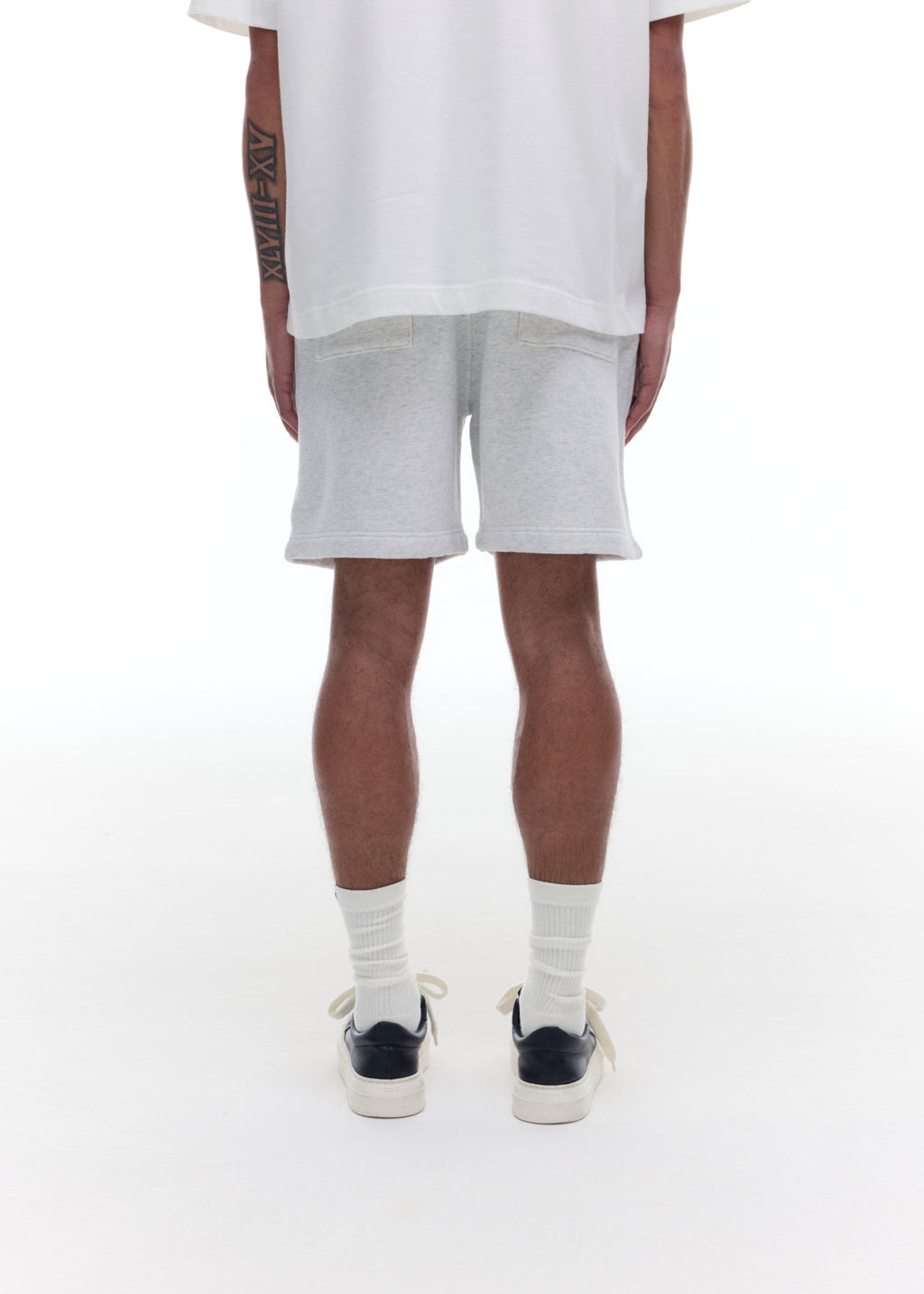 DISTRESSED COLLEGIATE CREST SHORTS