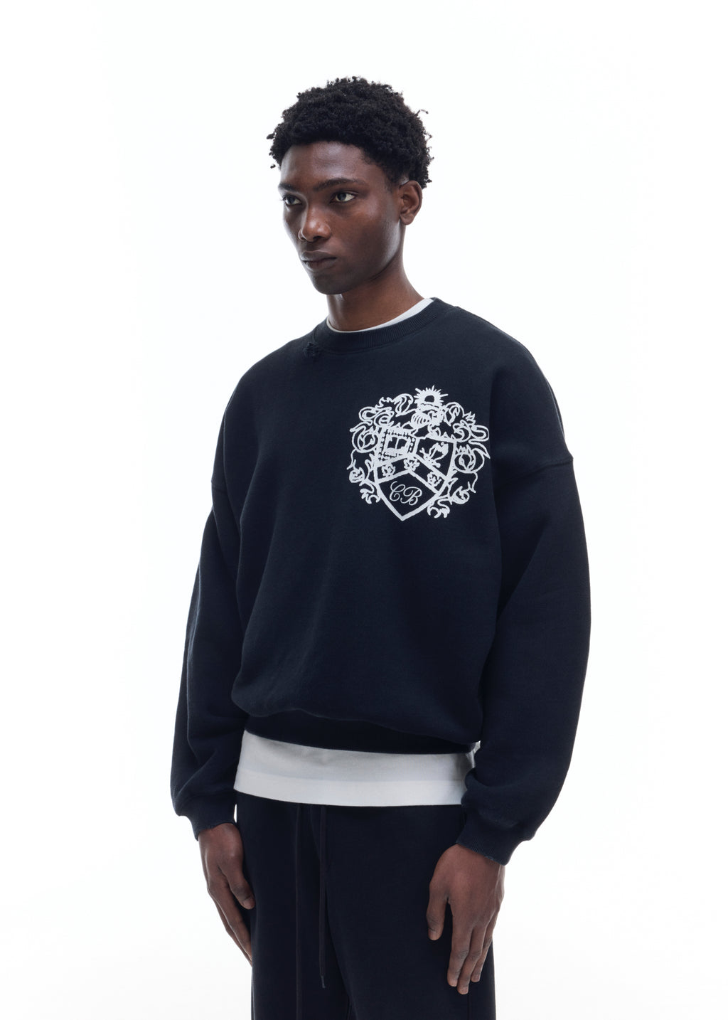 DISTRESSED COLLEGIATE CREST SWEATSHIRT