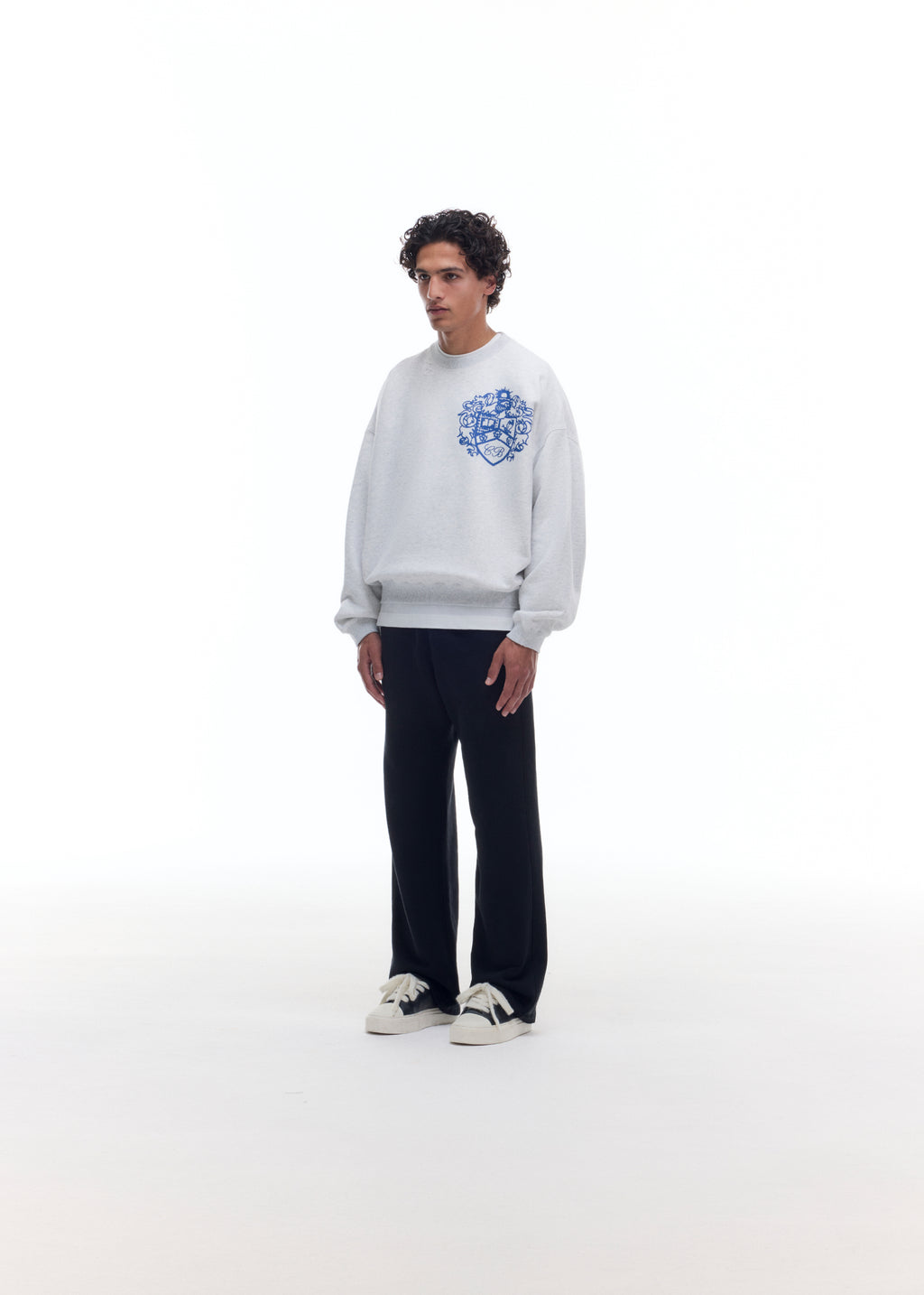 DISTRESSED COLLEGIATE CREST SWEATSHIRT