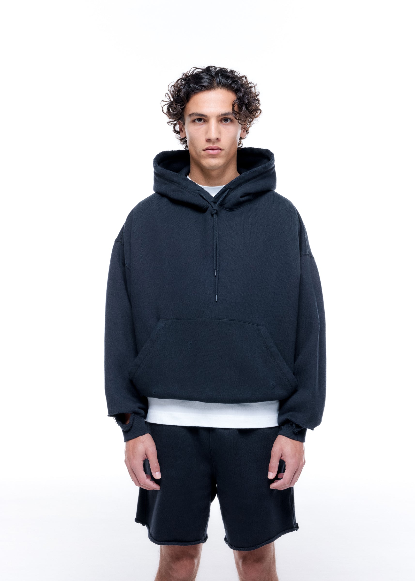 DISTRESSED POCKET HOODIE