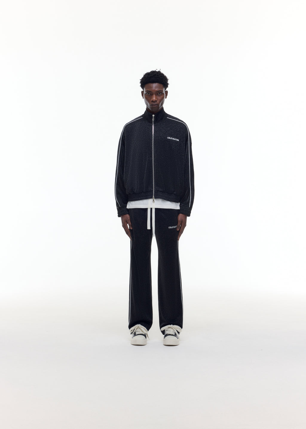 GLITTER PIPED TRACK PANTS