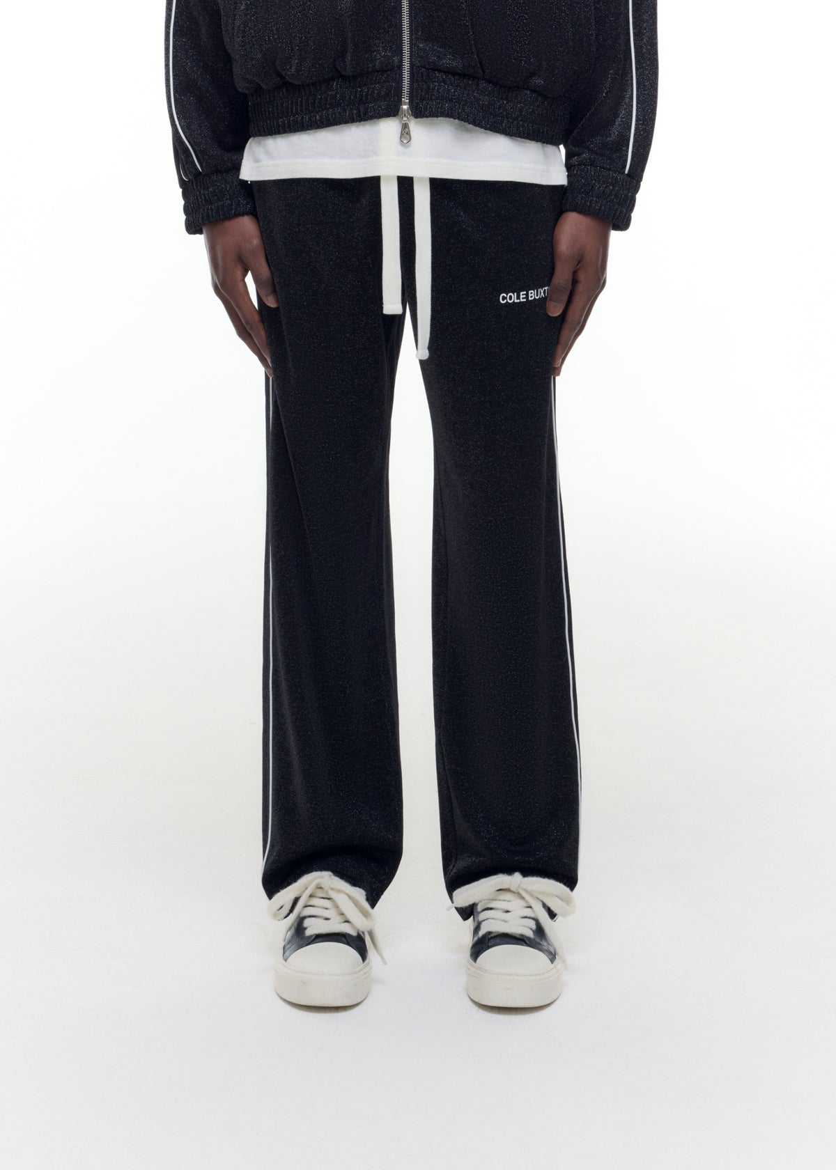 GLITTER PIPED TRACK PANTS