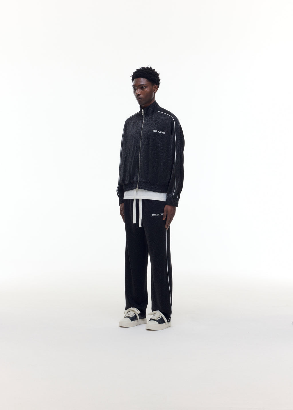 GLITTER PIPED TRACK PANTS