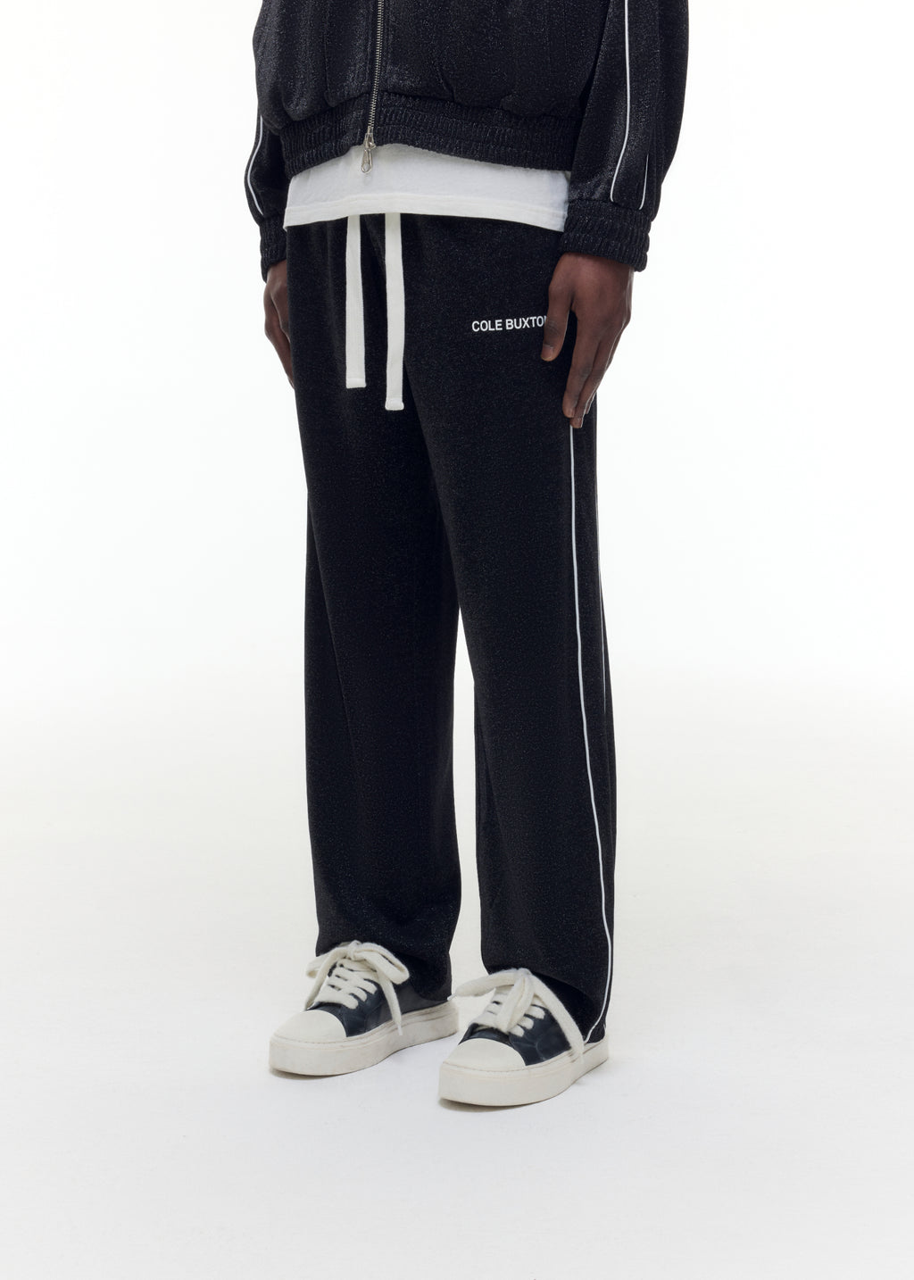 GLITTER PIPED TRACK PANTS