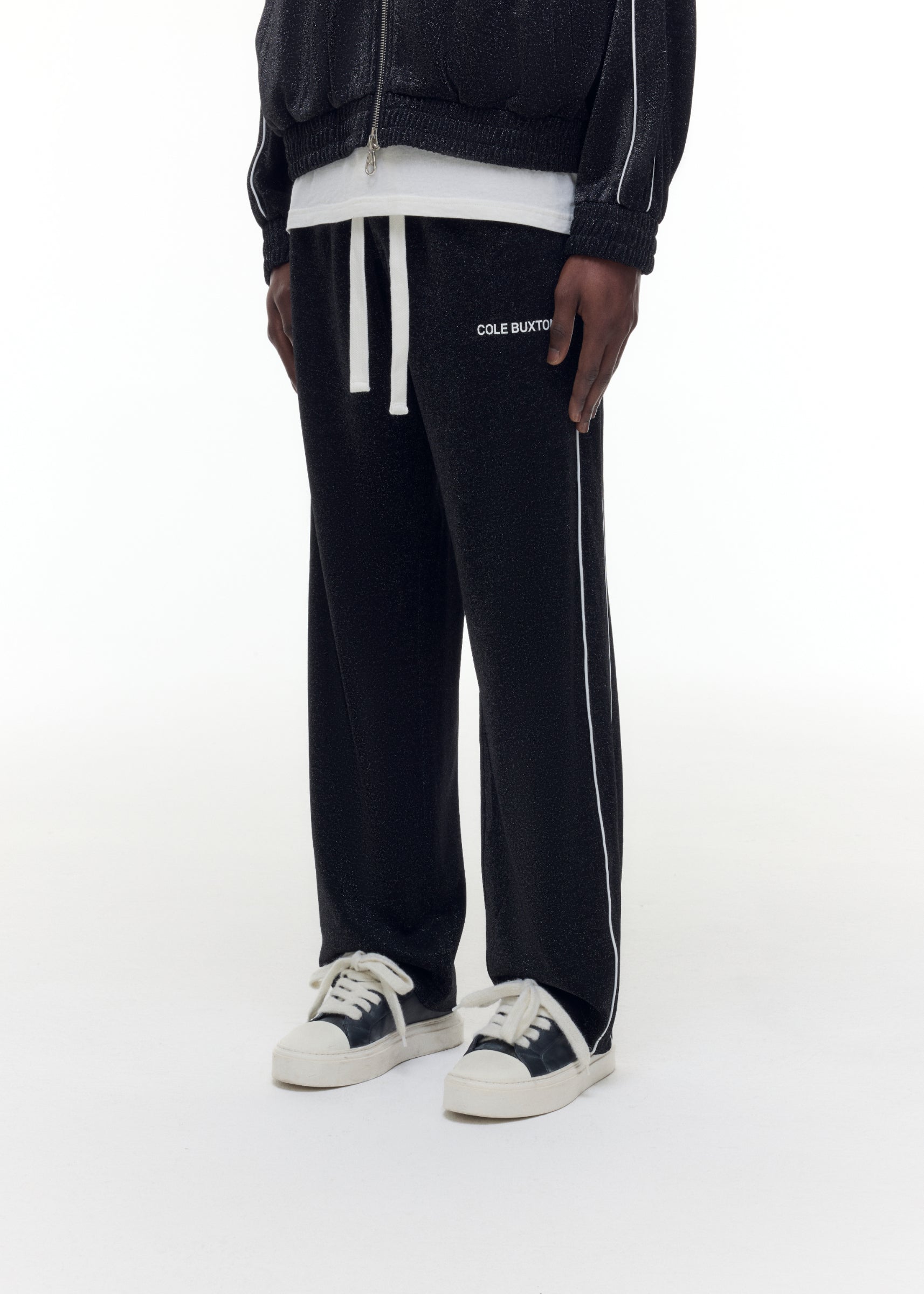 GLITTER PIPED TRACK PANTS