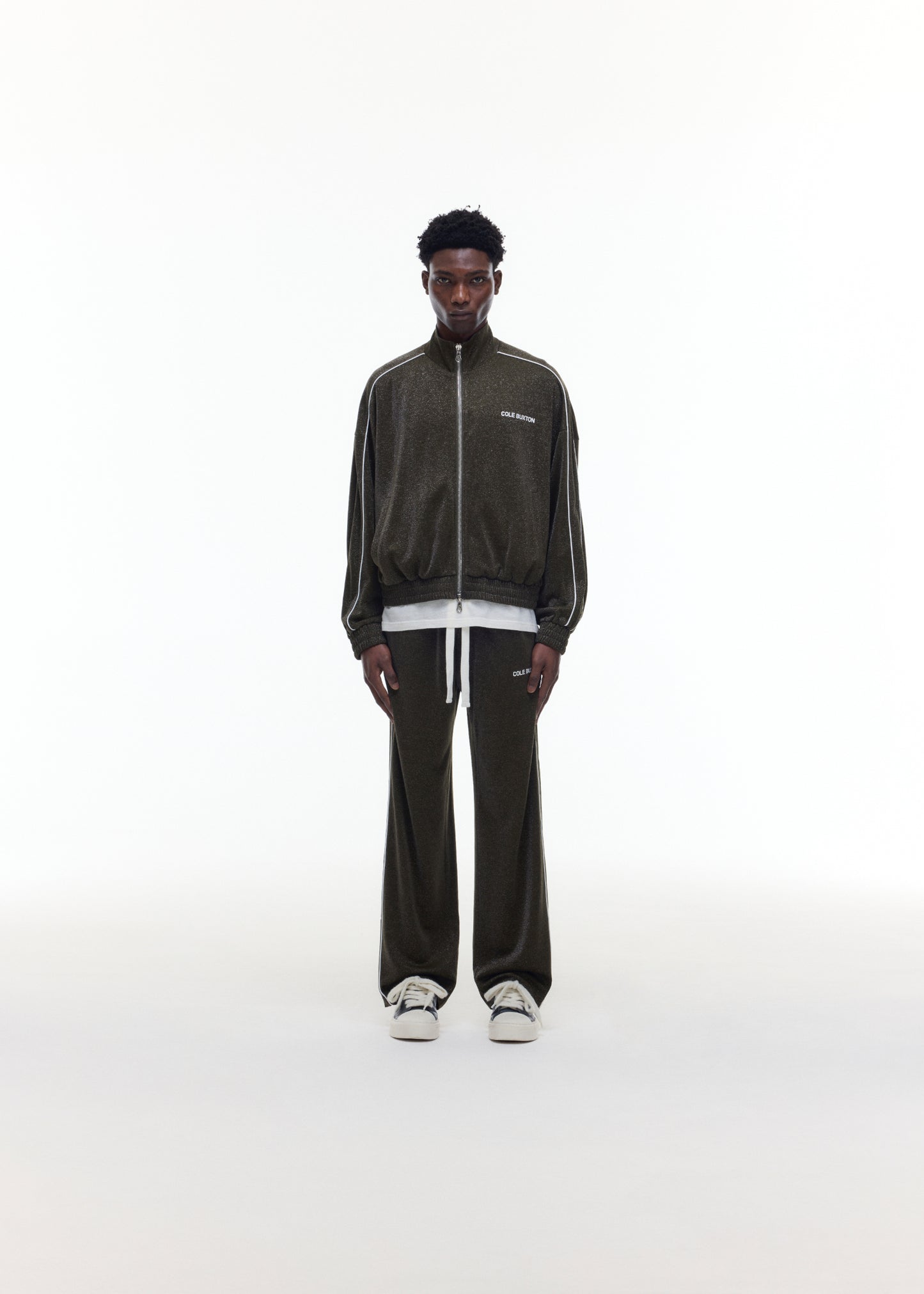 GLITTER PIPED TRACK PANTS