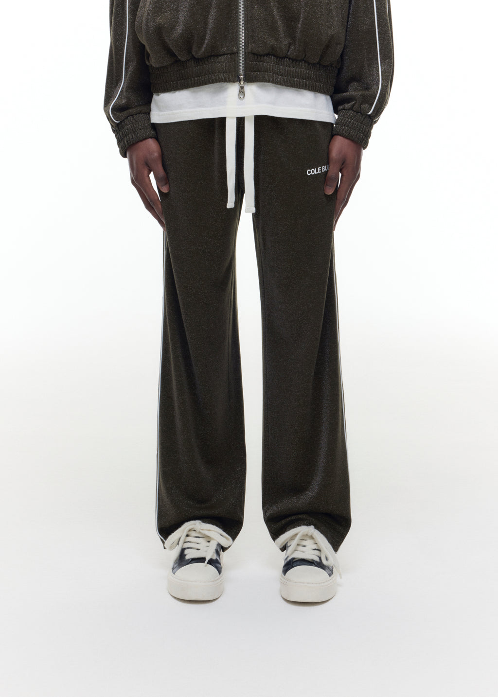 GLITTER PIPED TRACK PANTS