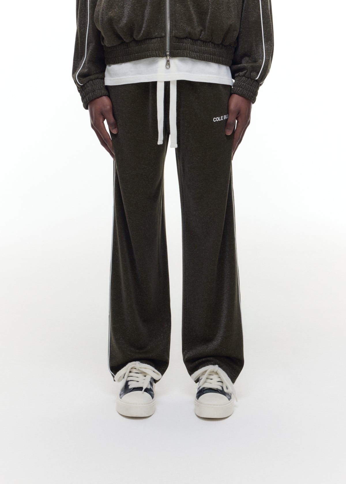 GLITTER PIPED TRACK PANTS