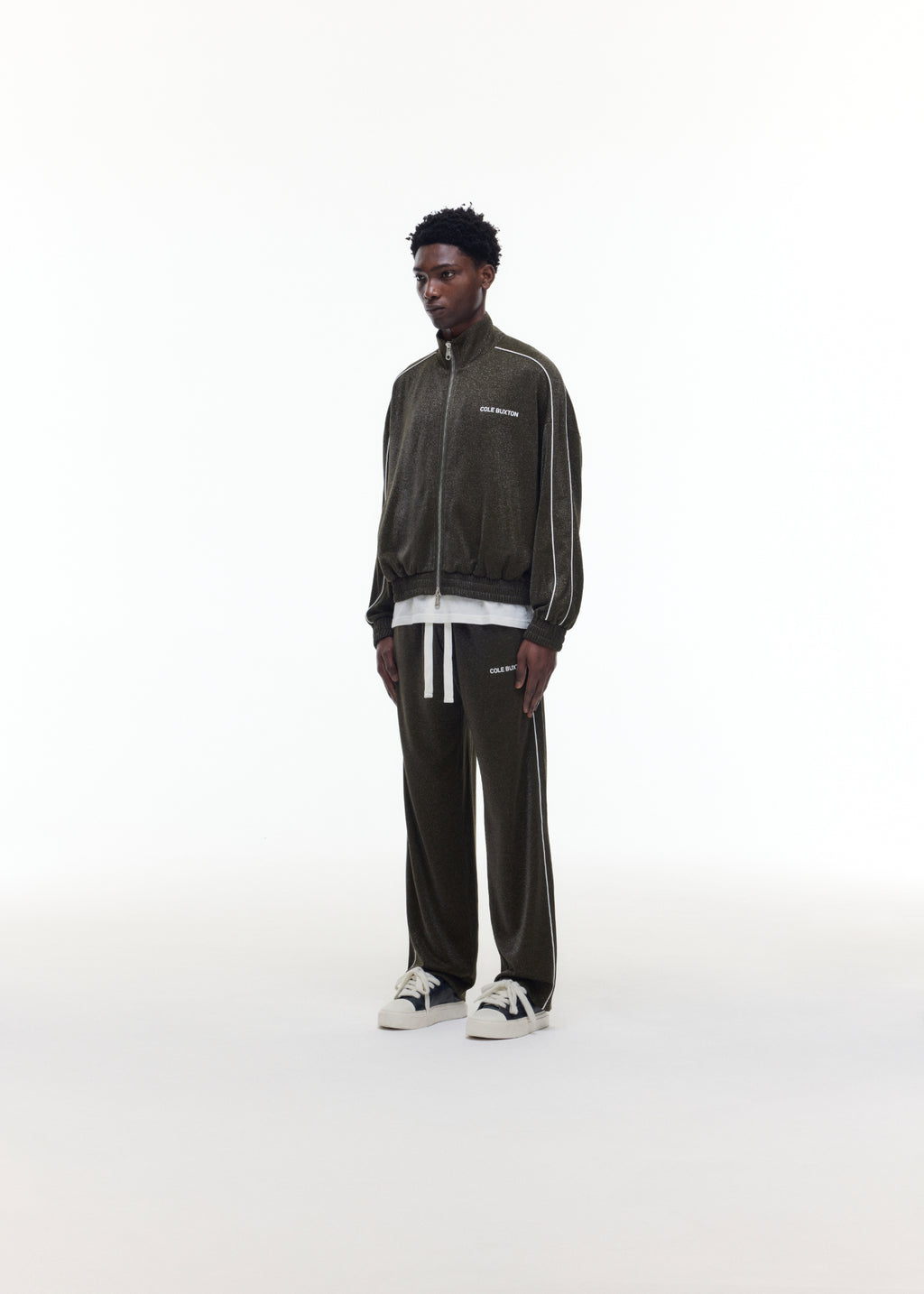 GLITTER PIPED TRACK PANTS