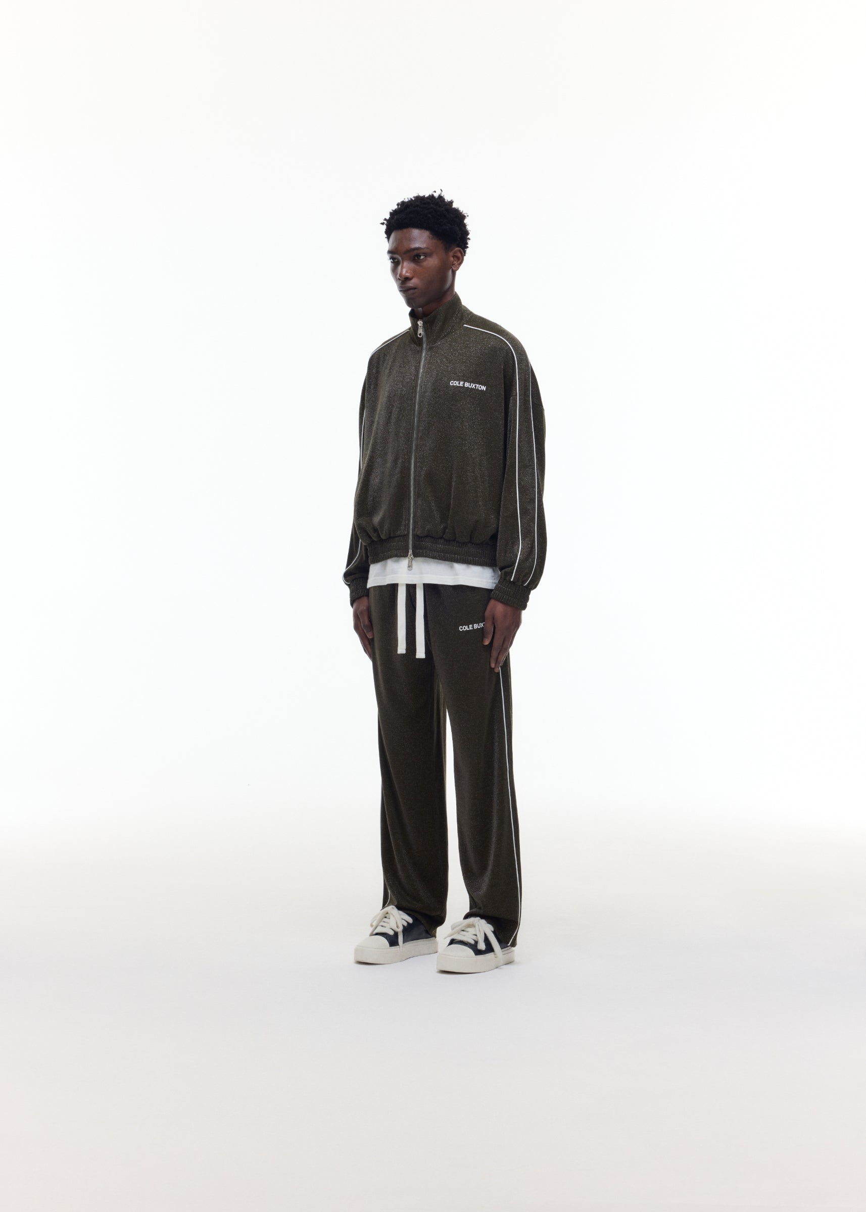 GLITTER PIPED TRACK PANTS