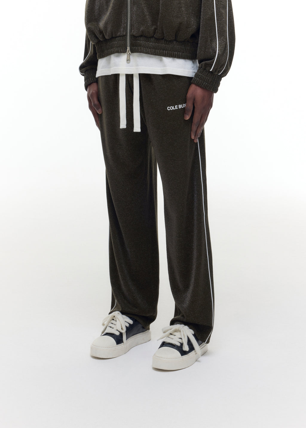 GLITTER PIPED TRACK PANTS