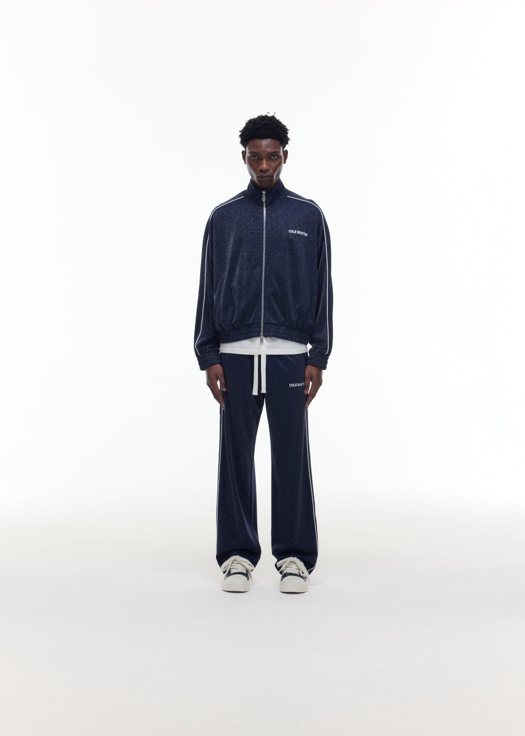 GLITTER PIPED TRACK PANTS