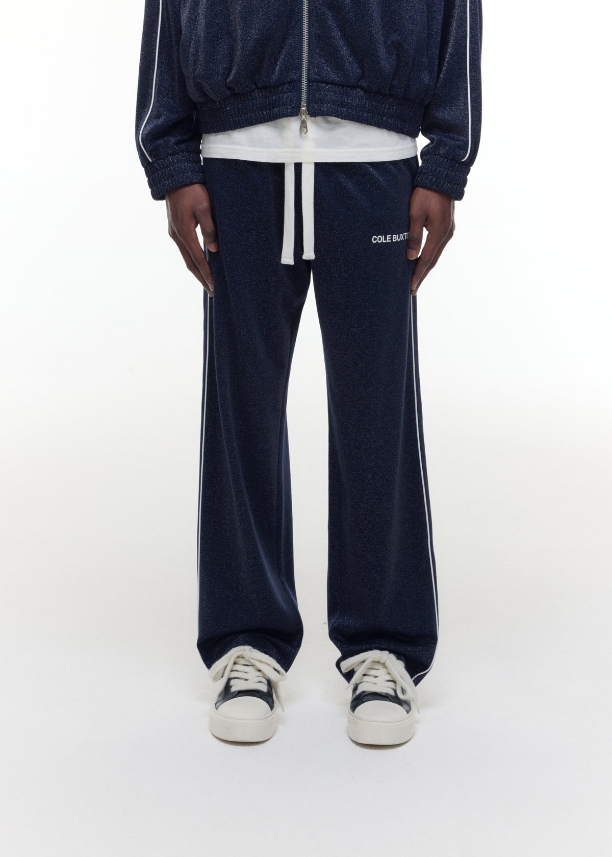 GLITTER PIPED TRACK PANTS