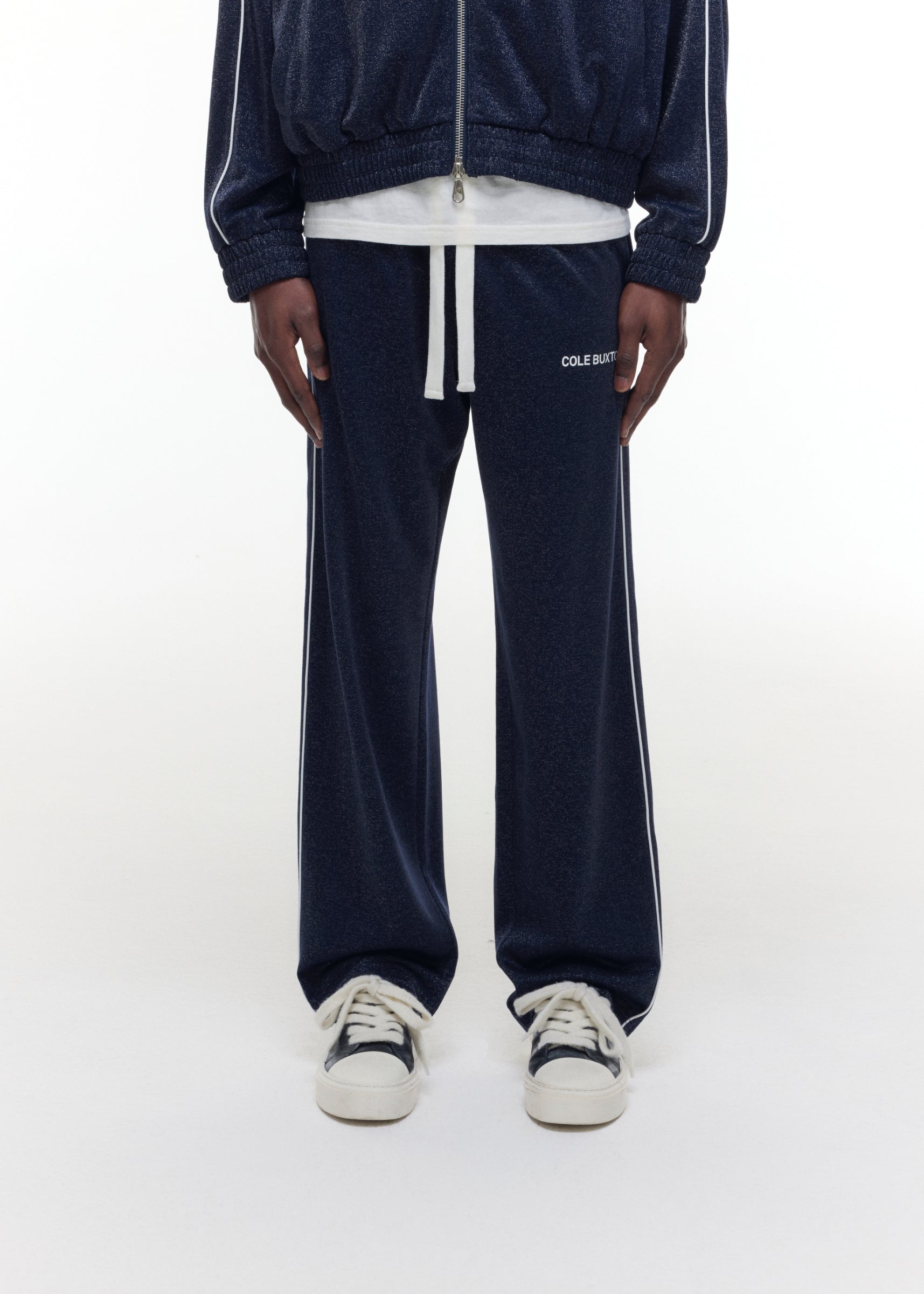 GLITTER PIPED TRACK PANTS