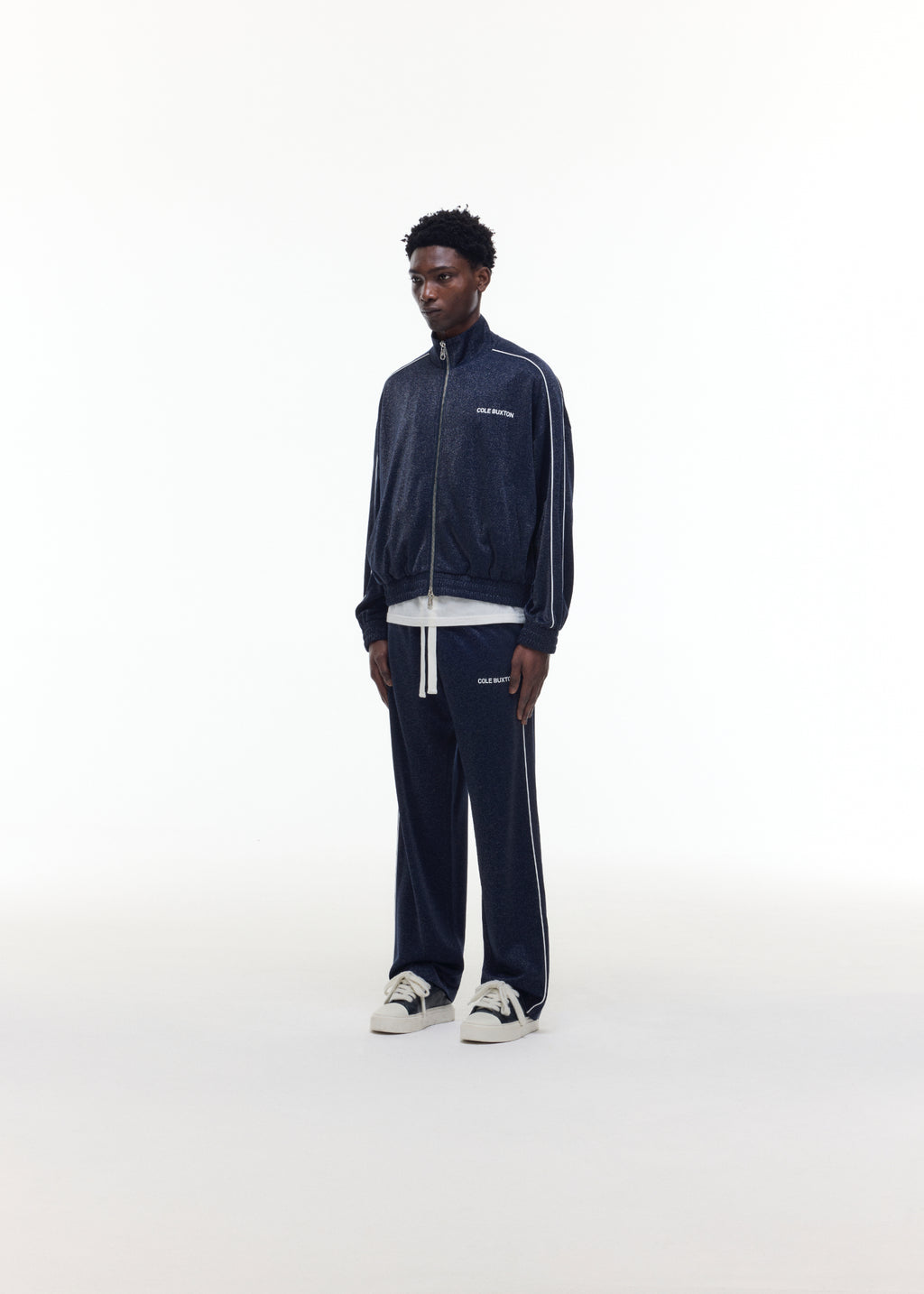 GLITTER PIPED TRACK PANTS