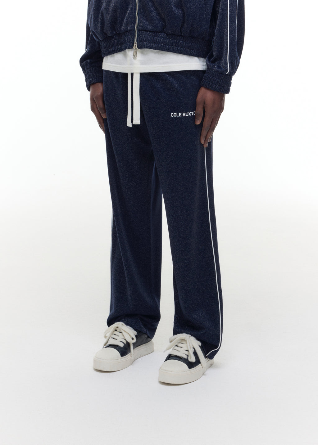 GLITTER PIPED TRACK PANTS