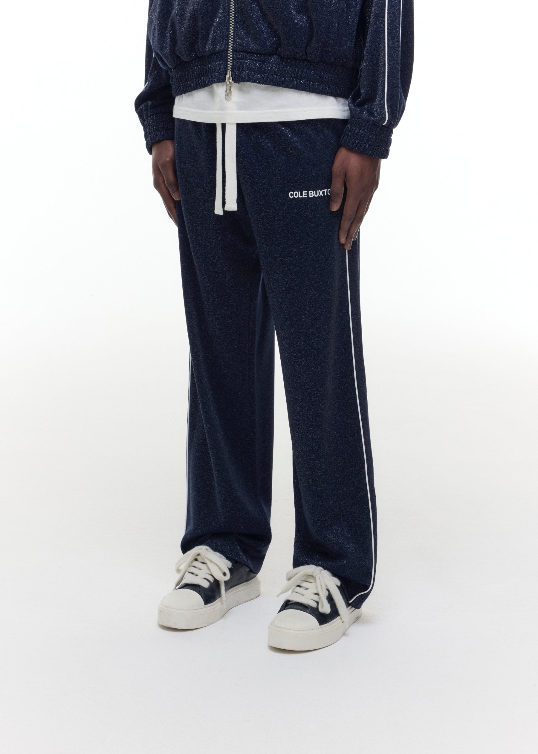 GLITTER PIPED TRACK PANTS