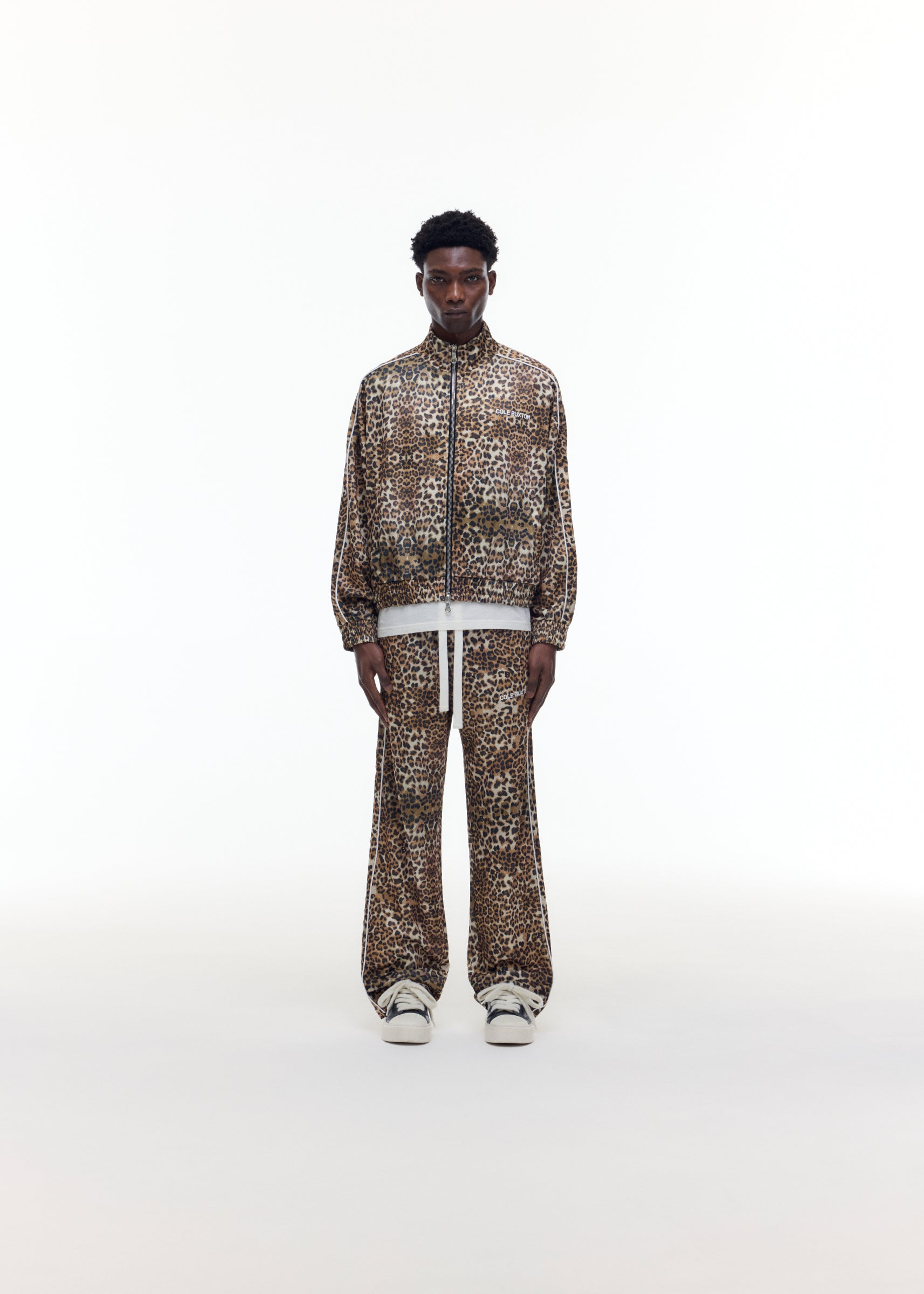 LEOPARD PIPED TRACK JACKET