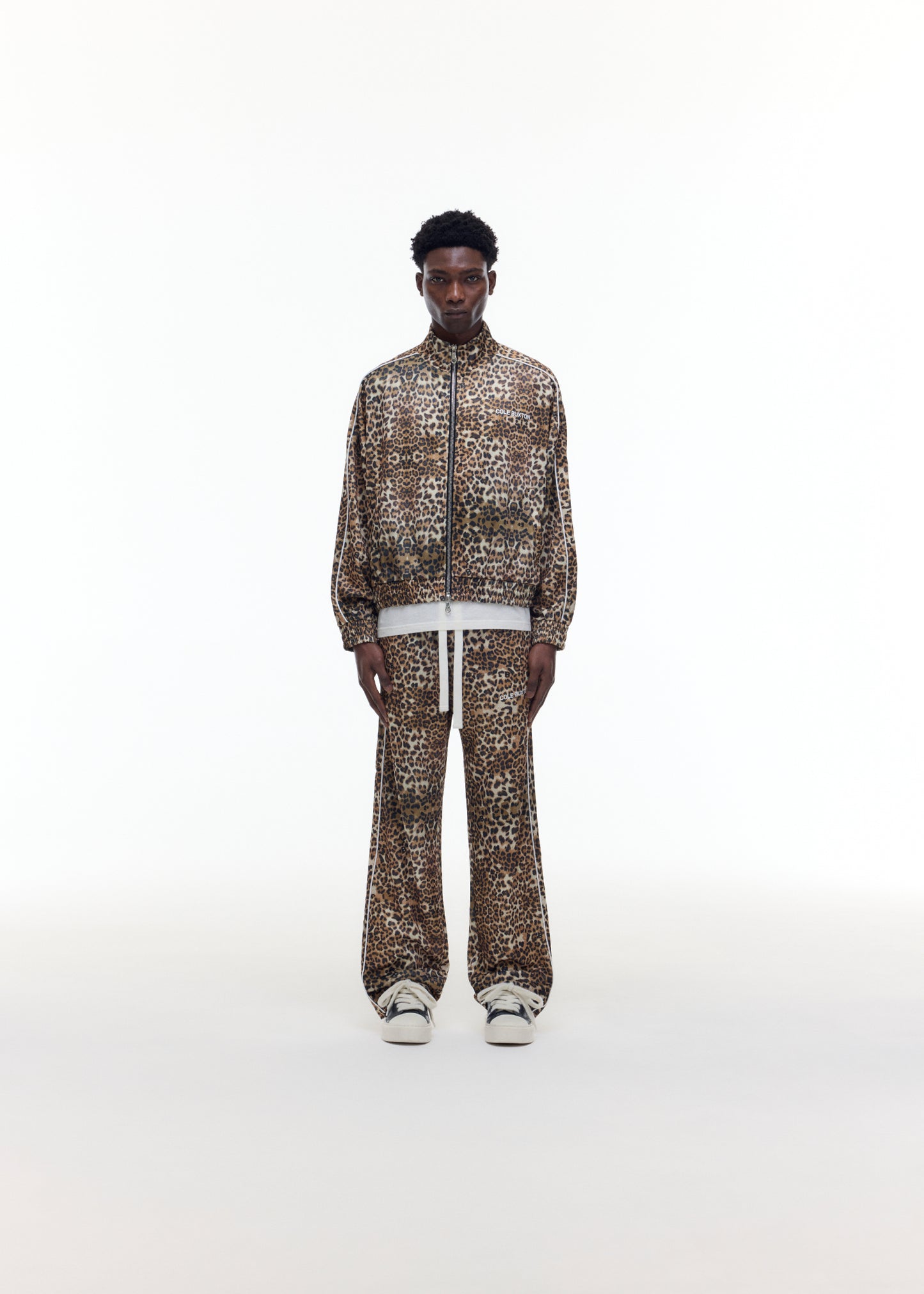 LEOPARD PIPED TRACK PANTS