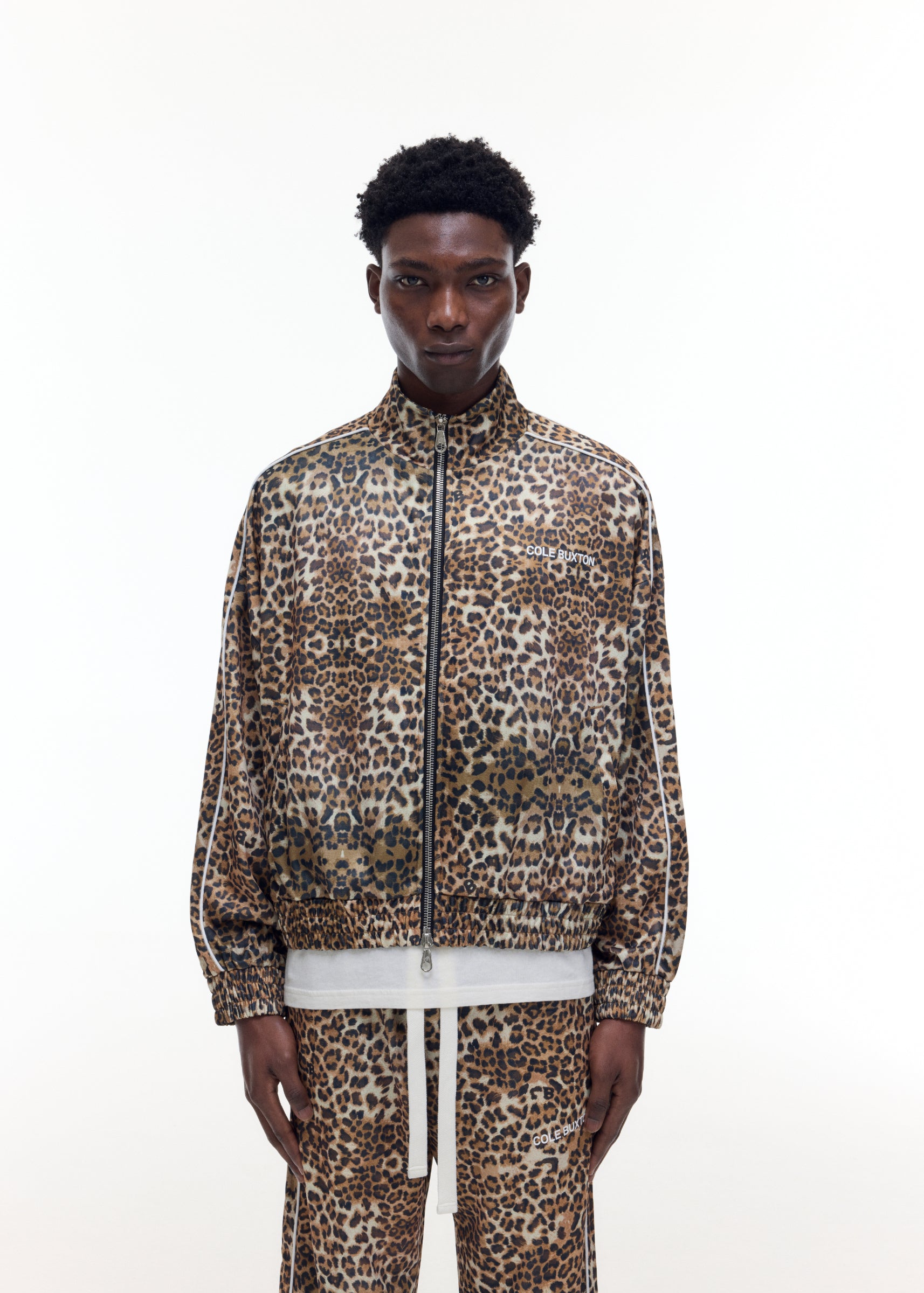 LEOPARD PIPED TRACK JACKET