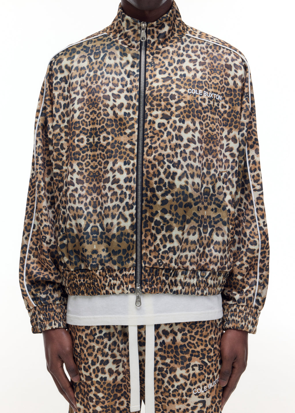 LEOPARD PIPED TRACK JACKET