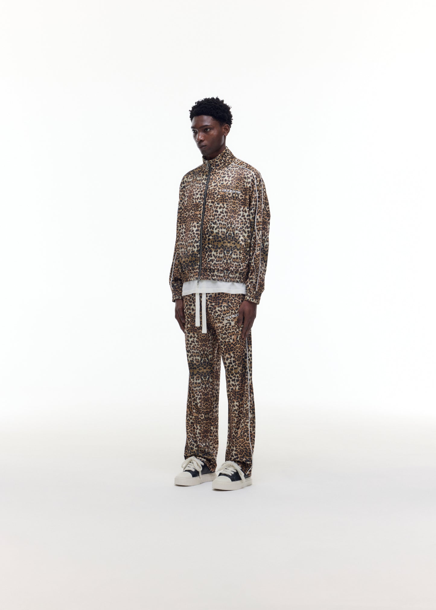 LEOPARD PIPED TRACK PANTS