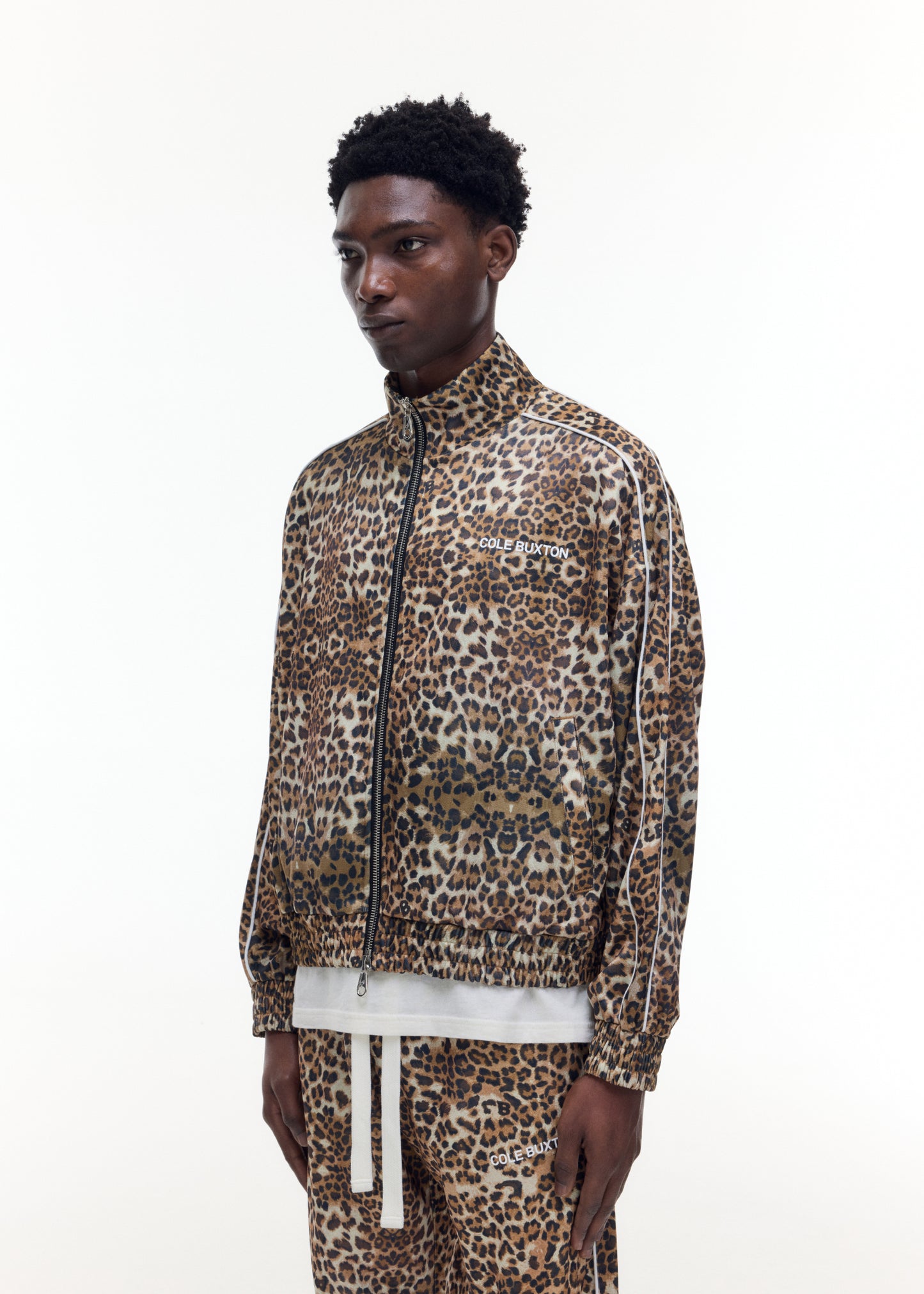 LEOPARD PIPED TRACK JACKET