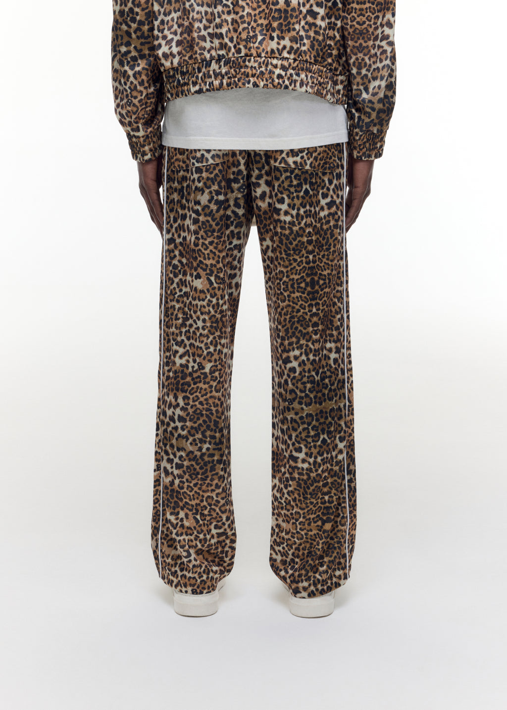 LEOPARD PIPED TRACK PANTS