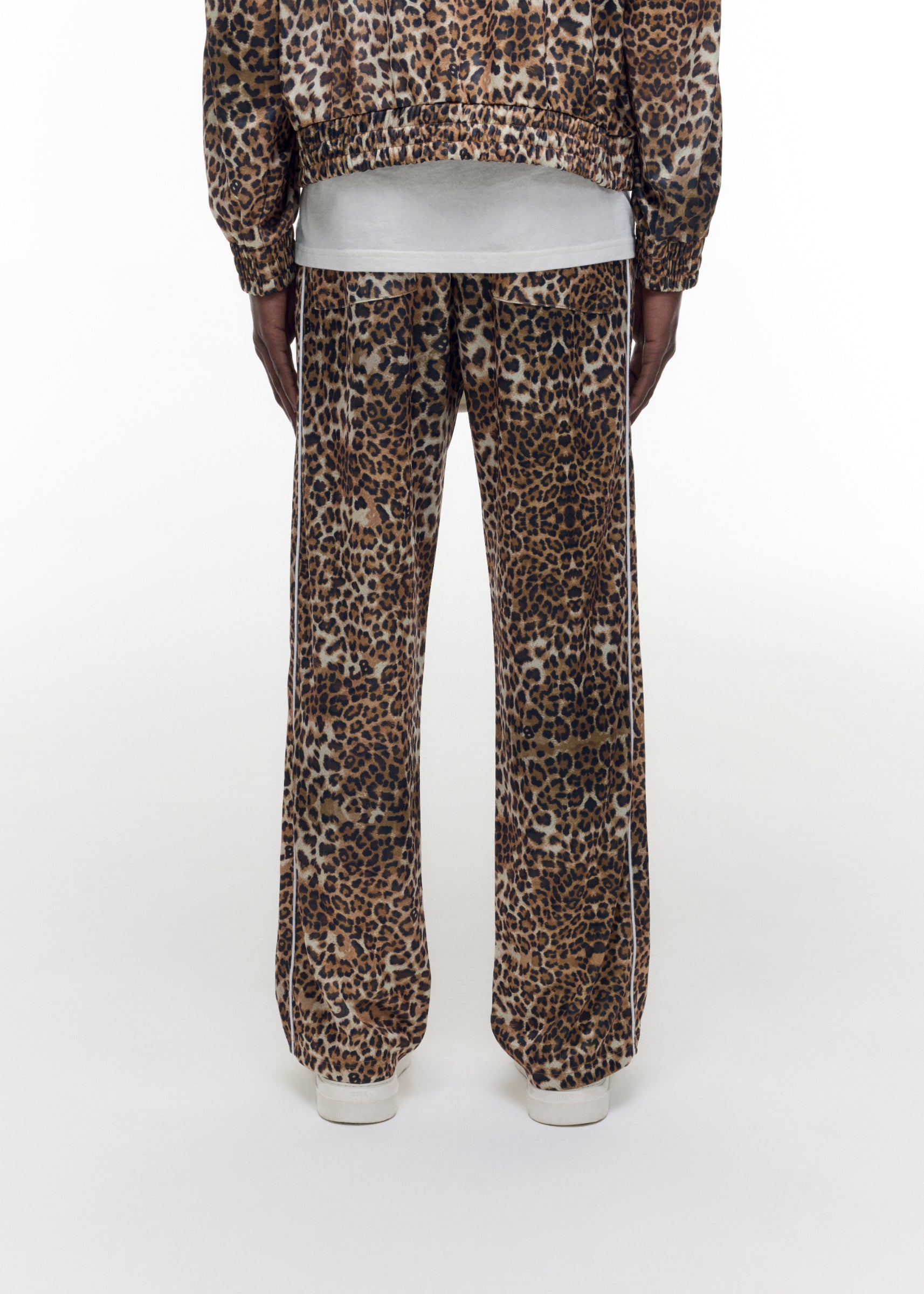 LEOPARD PIPED TRACK PANTS