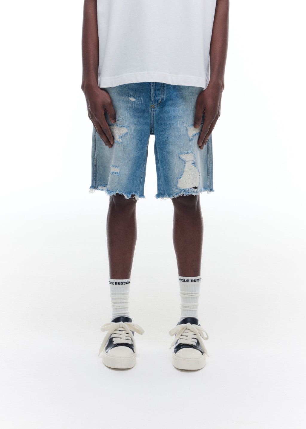 REPAIRED DENIM SHORTS