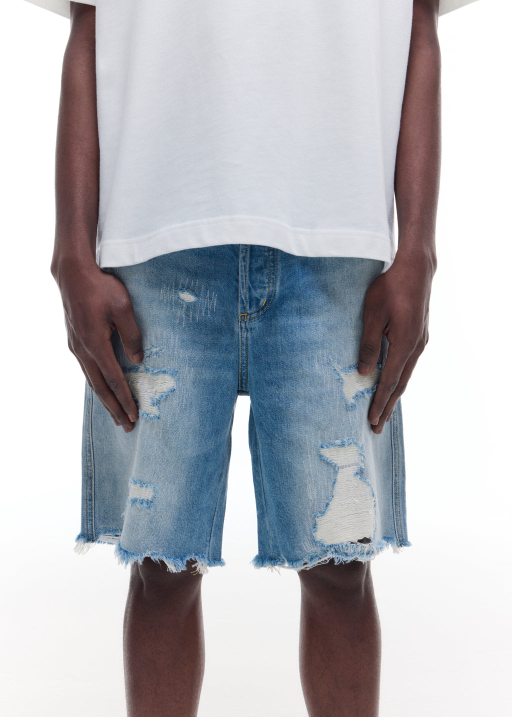 REPAIRED DENIM SHORTS