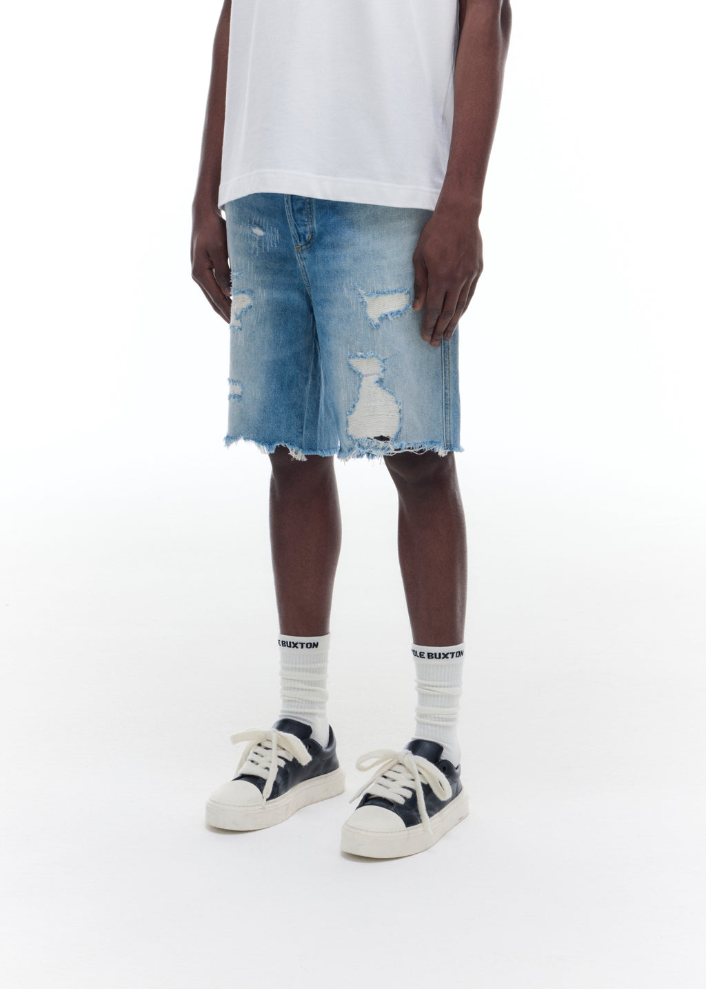 REPAIRED DENIM SHORTS