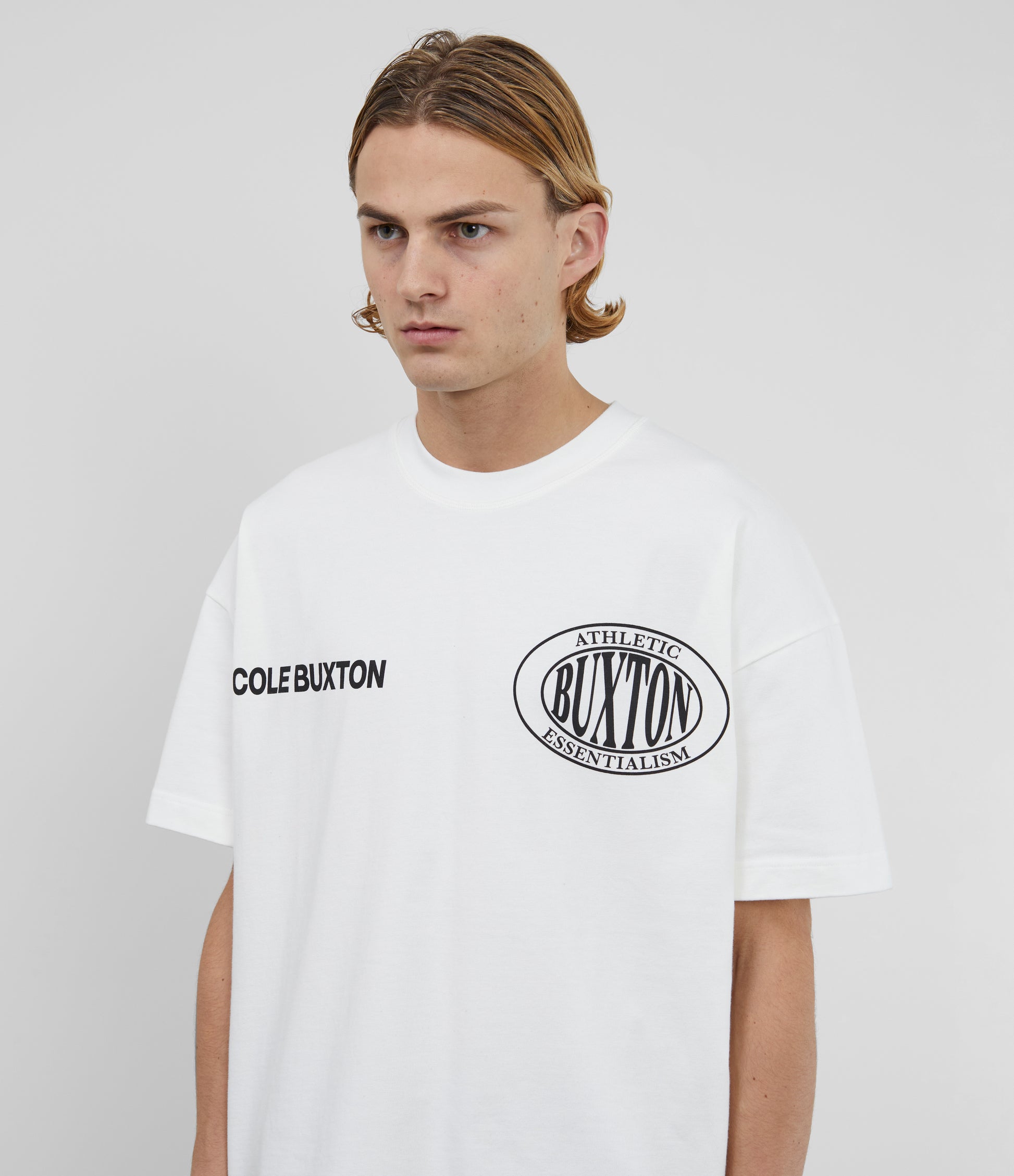 Cole Buxton | Double Logo Sports T-Shirt | Unisex | Cotton | Vintage White