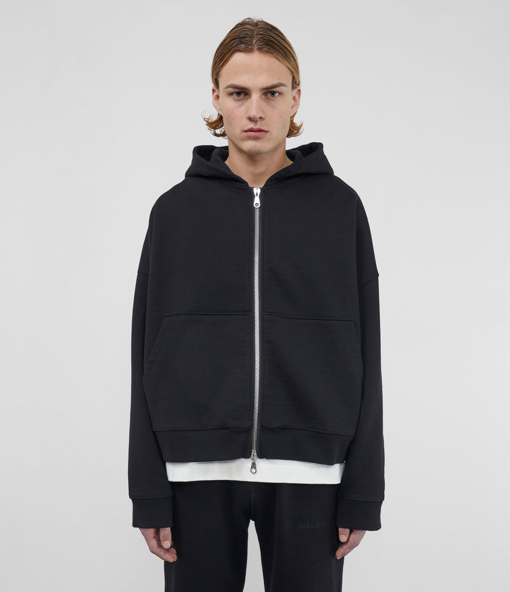 Cole Buxton | Warm Up Cropped Logo Zip Hoodie | Mens | Black