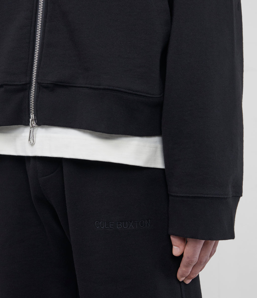 Cole Buxton | Warm Up Cropped Logo Zip Hoodie | Mens | Black