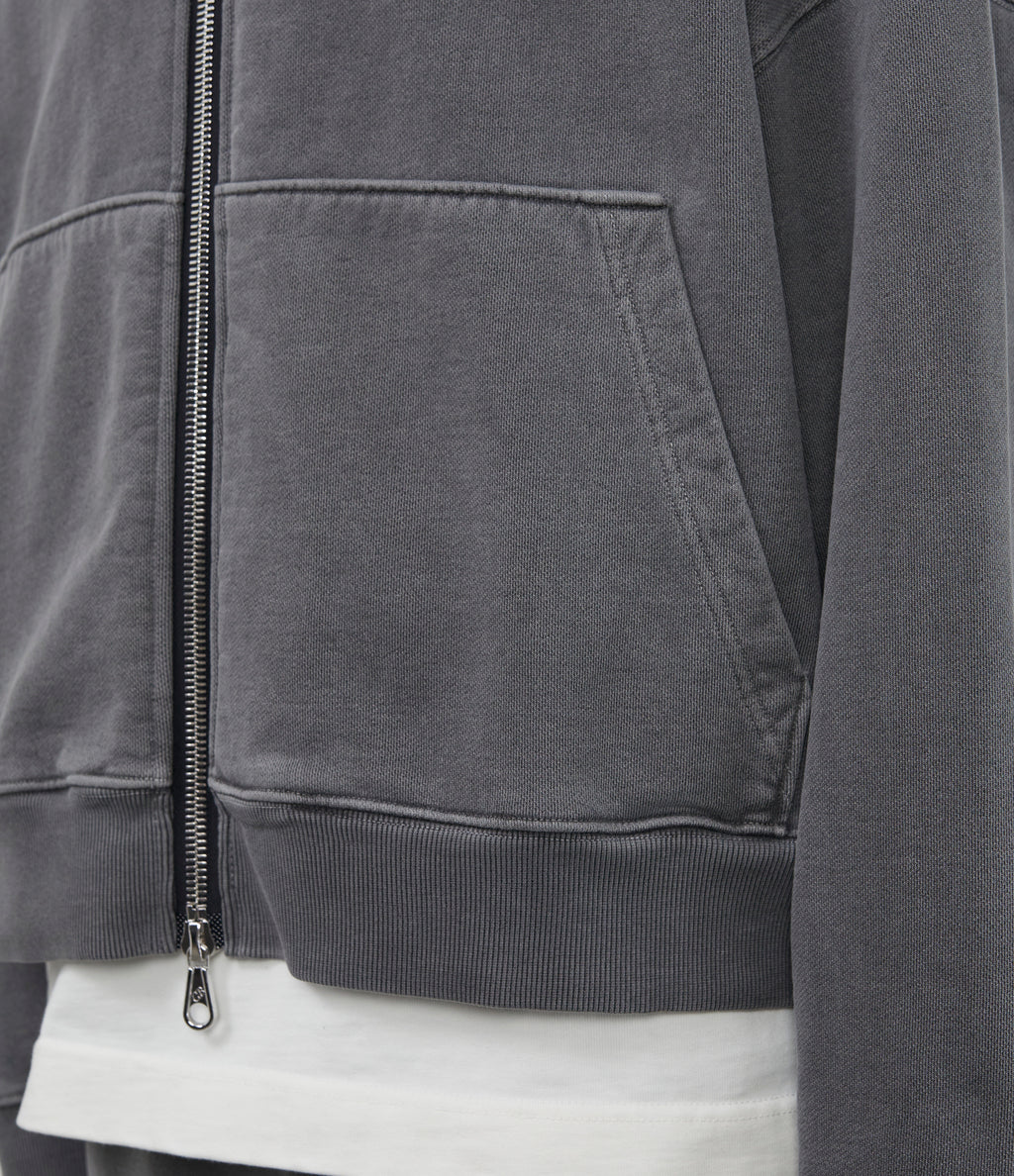Cole Buxton | Warm Up Cropped Logo Zip Hoodie | Mens | Washed Black