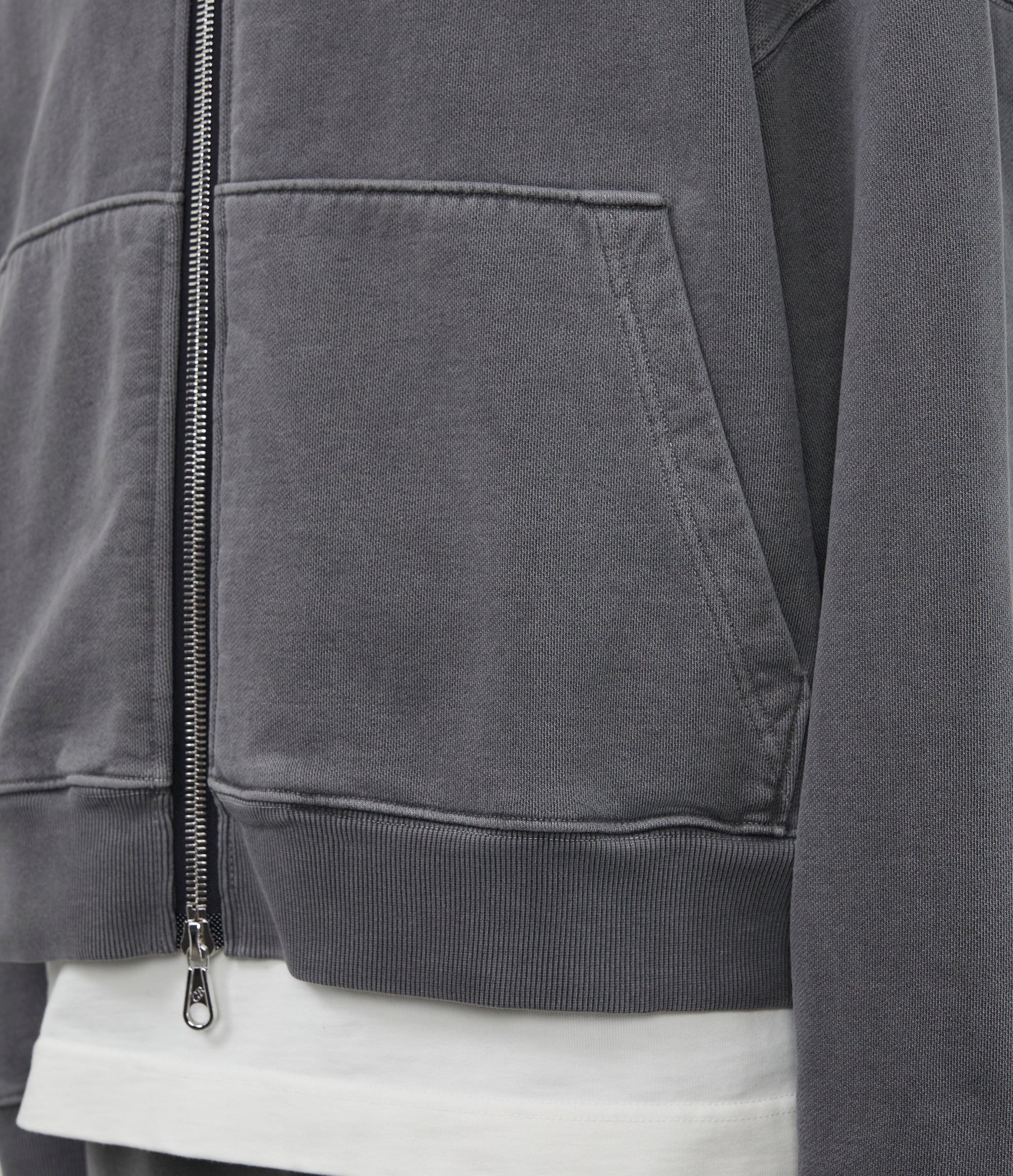 Cole Buxton | Warm Up Cropped Logo Zip Hoodie | Mens | Washed Black