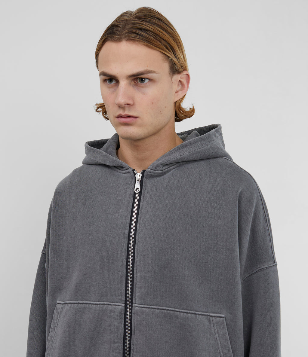 Cole Buxton | Warm Up Cropped Logo Zip Hoodie | Mens | Washed Black