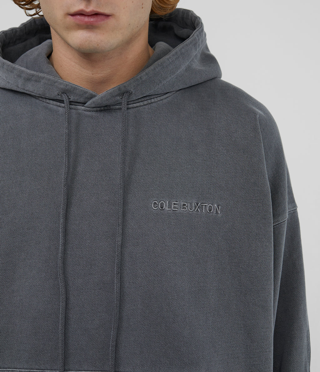 Cole Buxton | Heavyweight Warm Up Hoodie | Unisex | Cotton | Washed Black