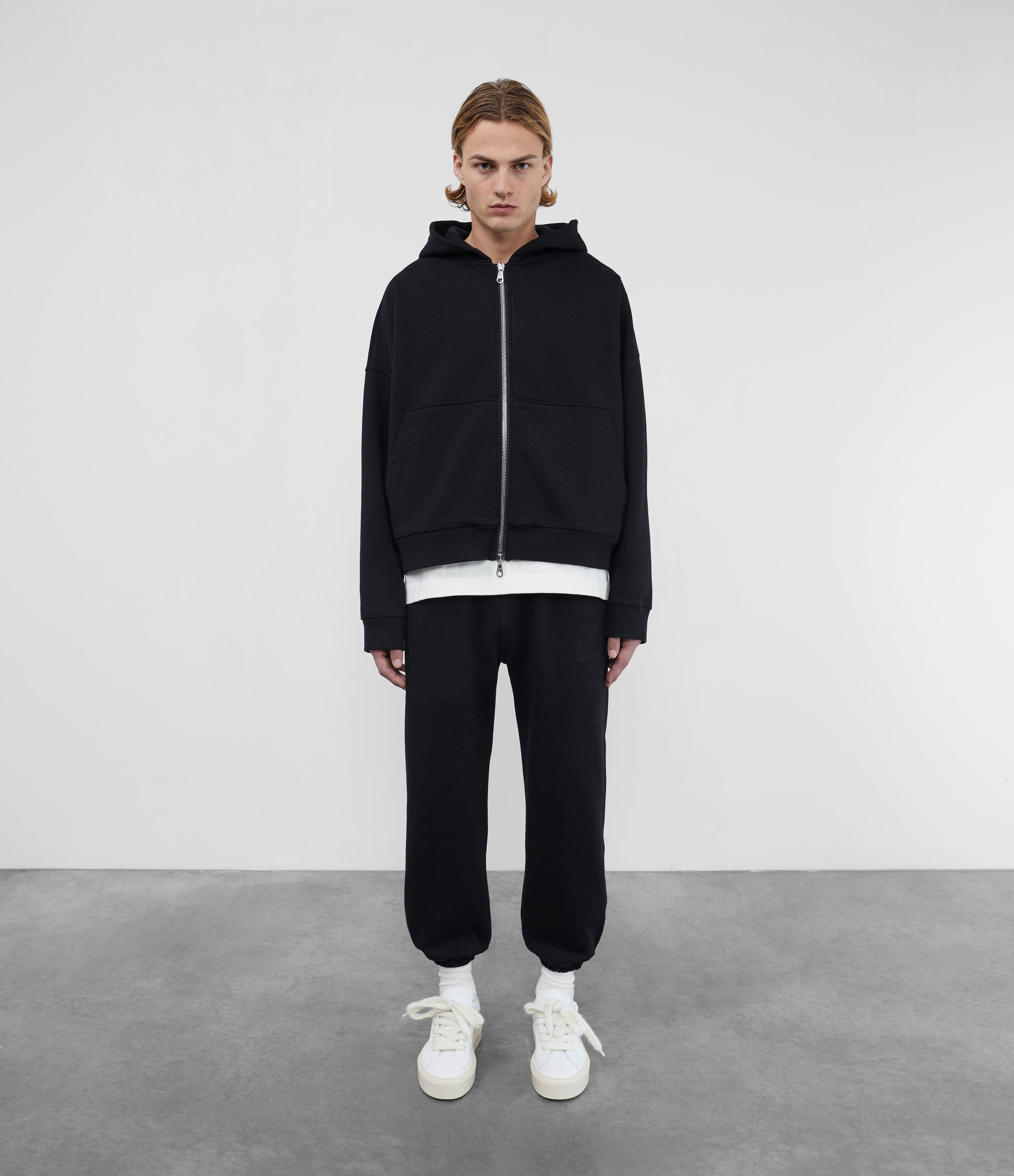 Cole Buxton | Warm Up Cropped Logo Zip Hoodie | Mens | Black