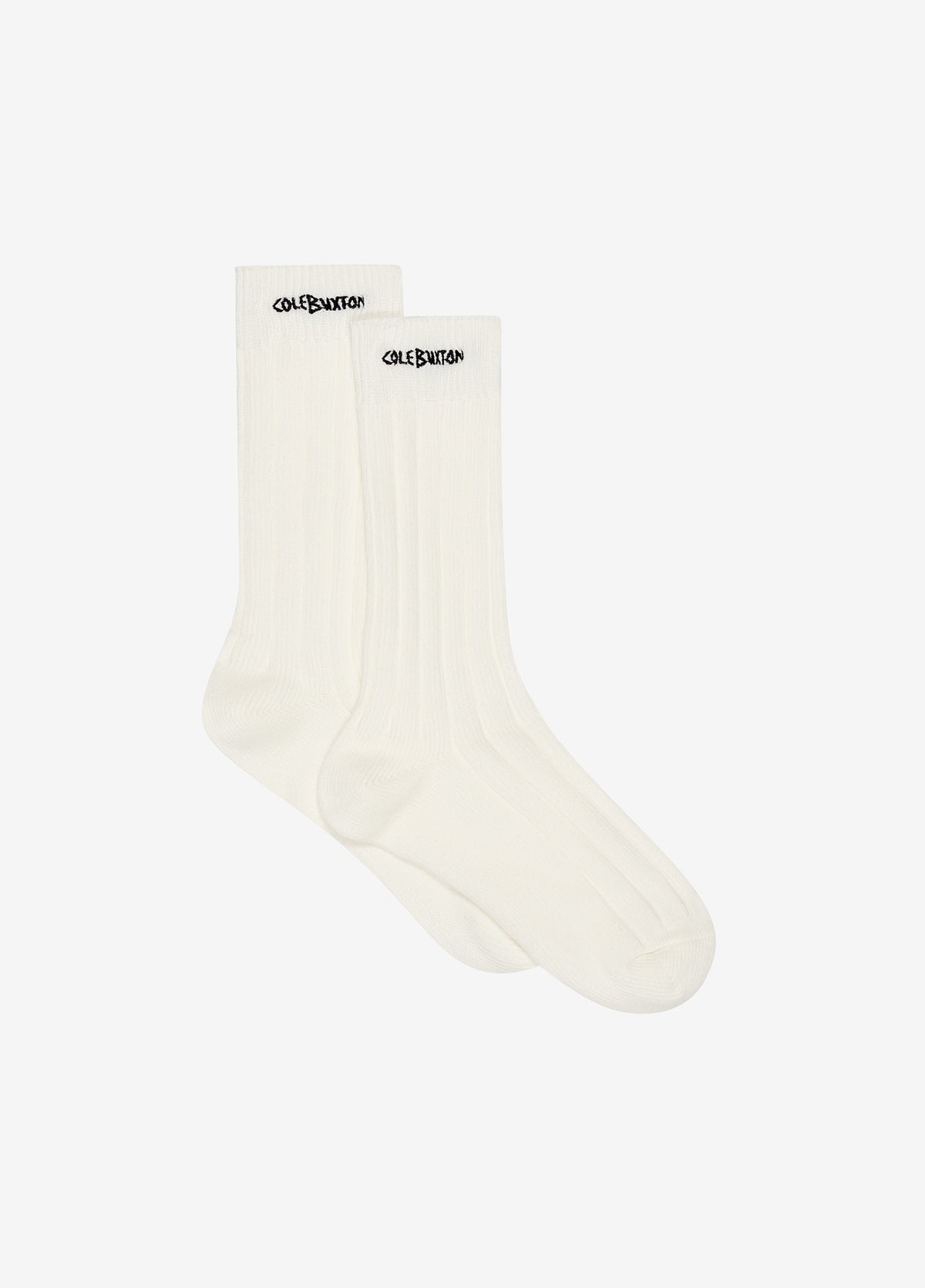 Cole Buxton | Hand Embroidery Sock - Twin Pack | Mens | Vintage White (Twin Pack)