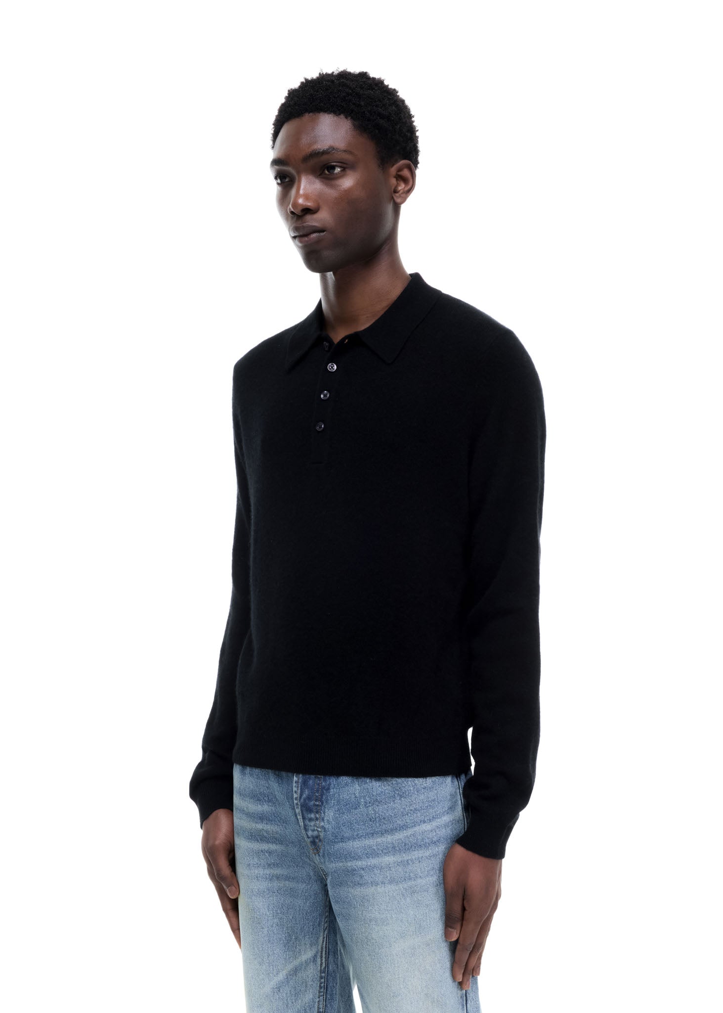 CASHMERE KNIT POLO SWEATER
