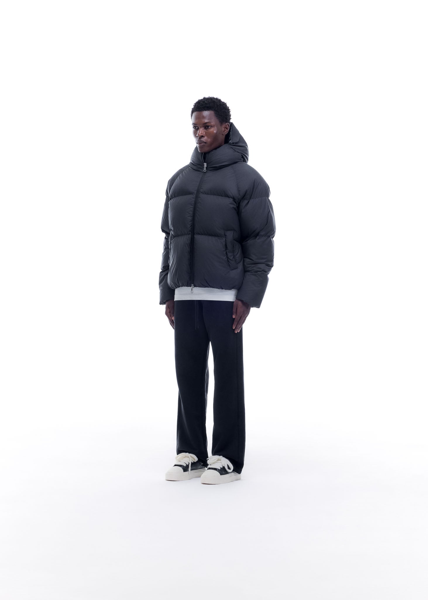 COLE BUXTON ブラック ダウンジャケット フード付き Cole Buxton - Cropped Nylon Ripstop Puffer | HBX